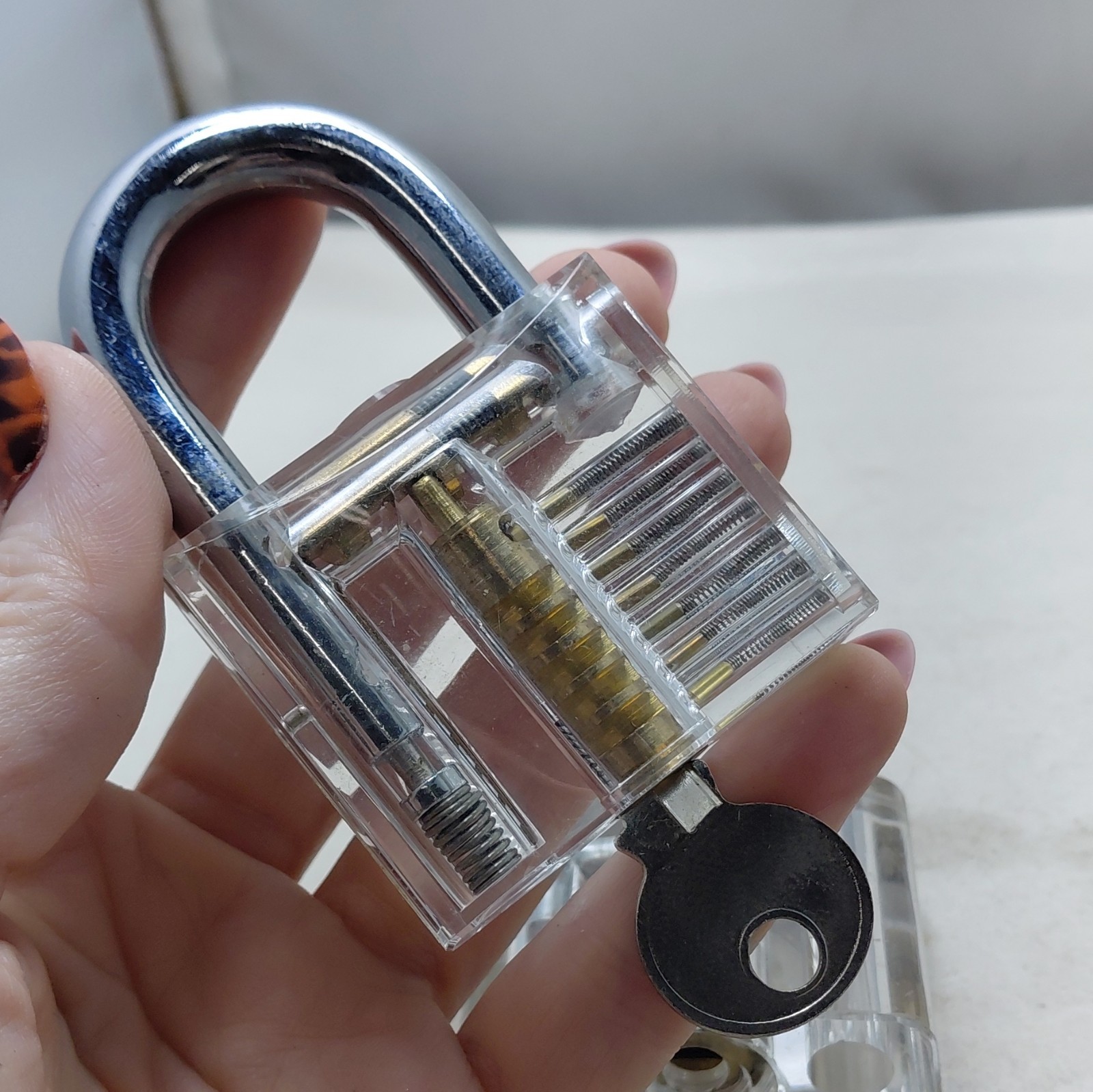 Set of 2 Transparent Practice Padlocks with Keys Locksmith Training Tool