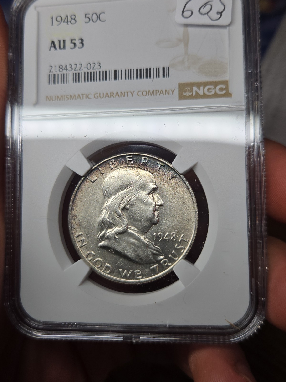 1948 P Franklin Silver Half Dollar NGC Au 53