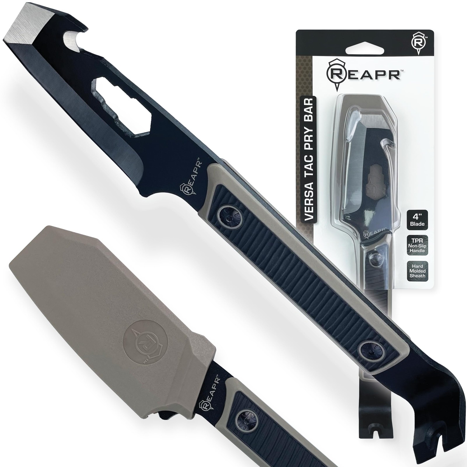 Pry Bar Multi Tool With Sheath Compact Utility Tactical Edc Camping Tan