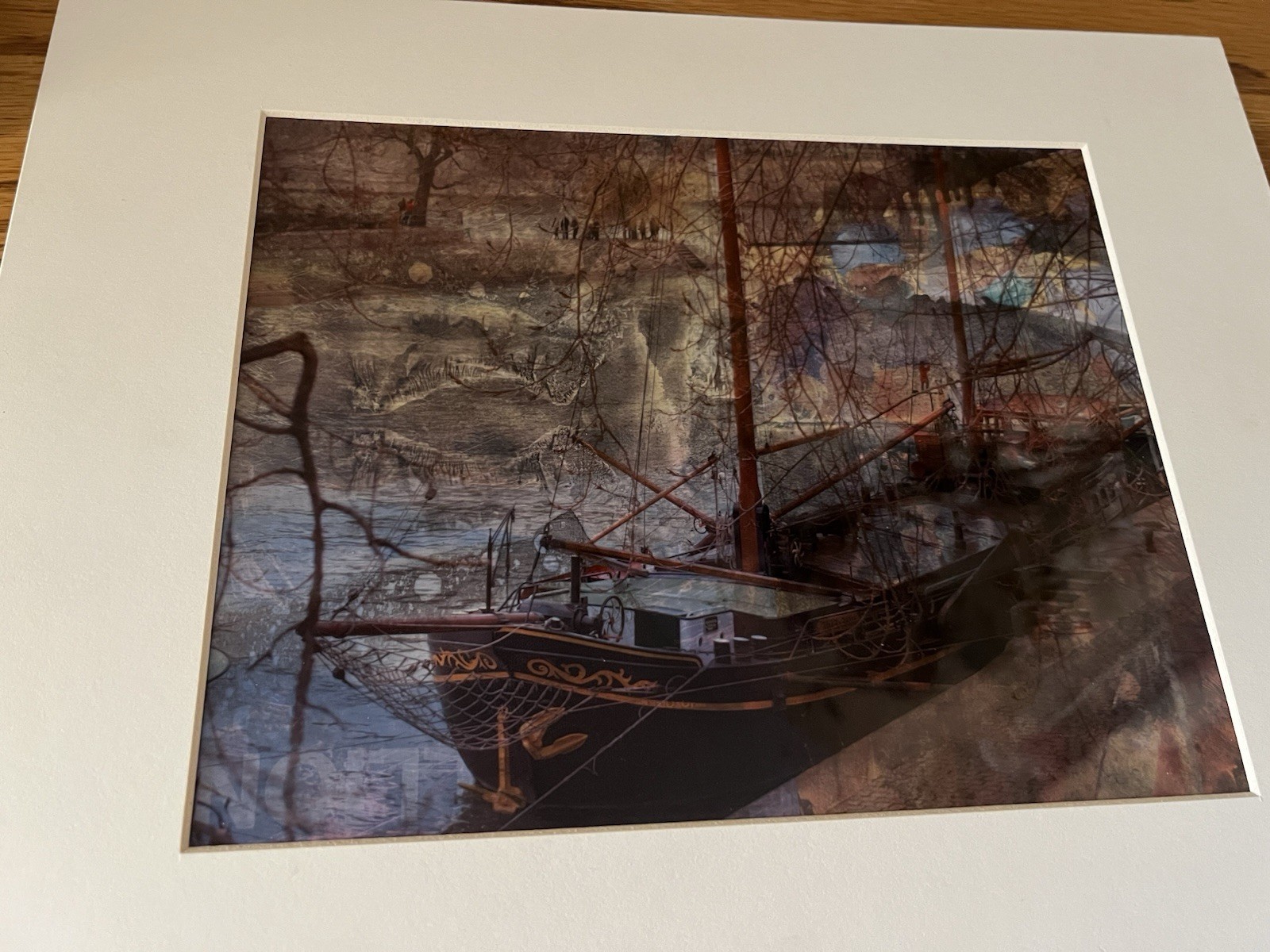 14 X 11 Mixed Media Artwork In White Border Theme: Ship