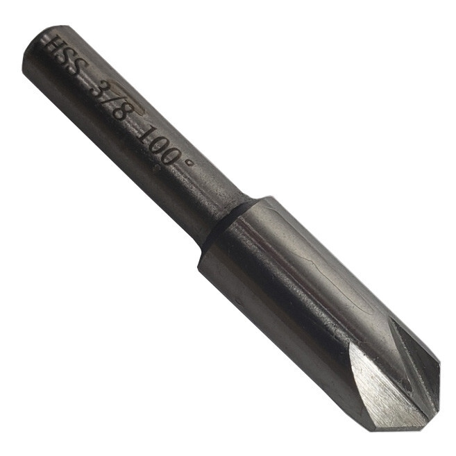 Countersink Bit 3/8" Diameter x 1/4" Shank x 2" OAL HSS 6 Flute 100 Degree Angle