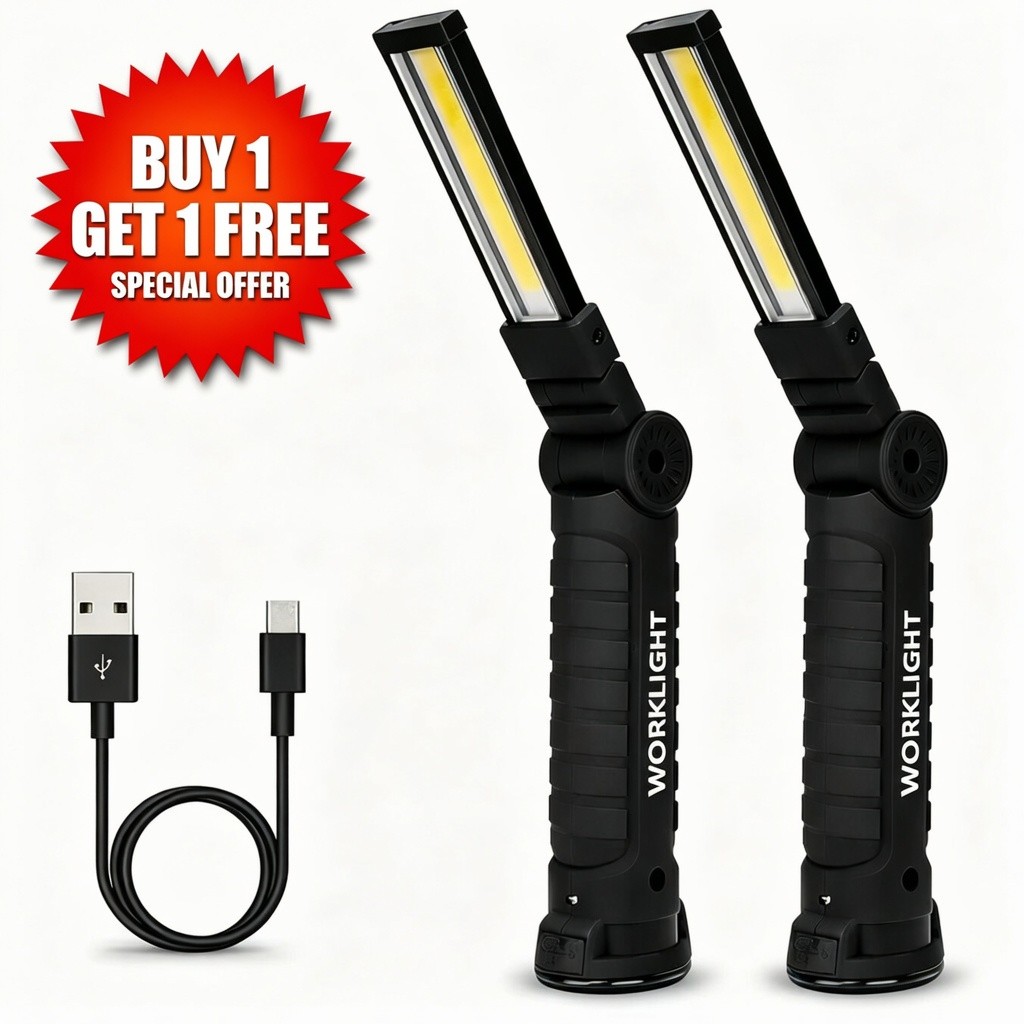 COB Work Light Rechargeable LED Magnetic COB Inspection Torch, Type-C Cordless
