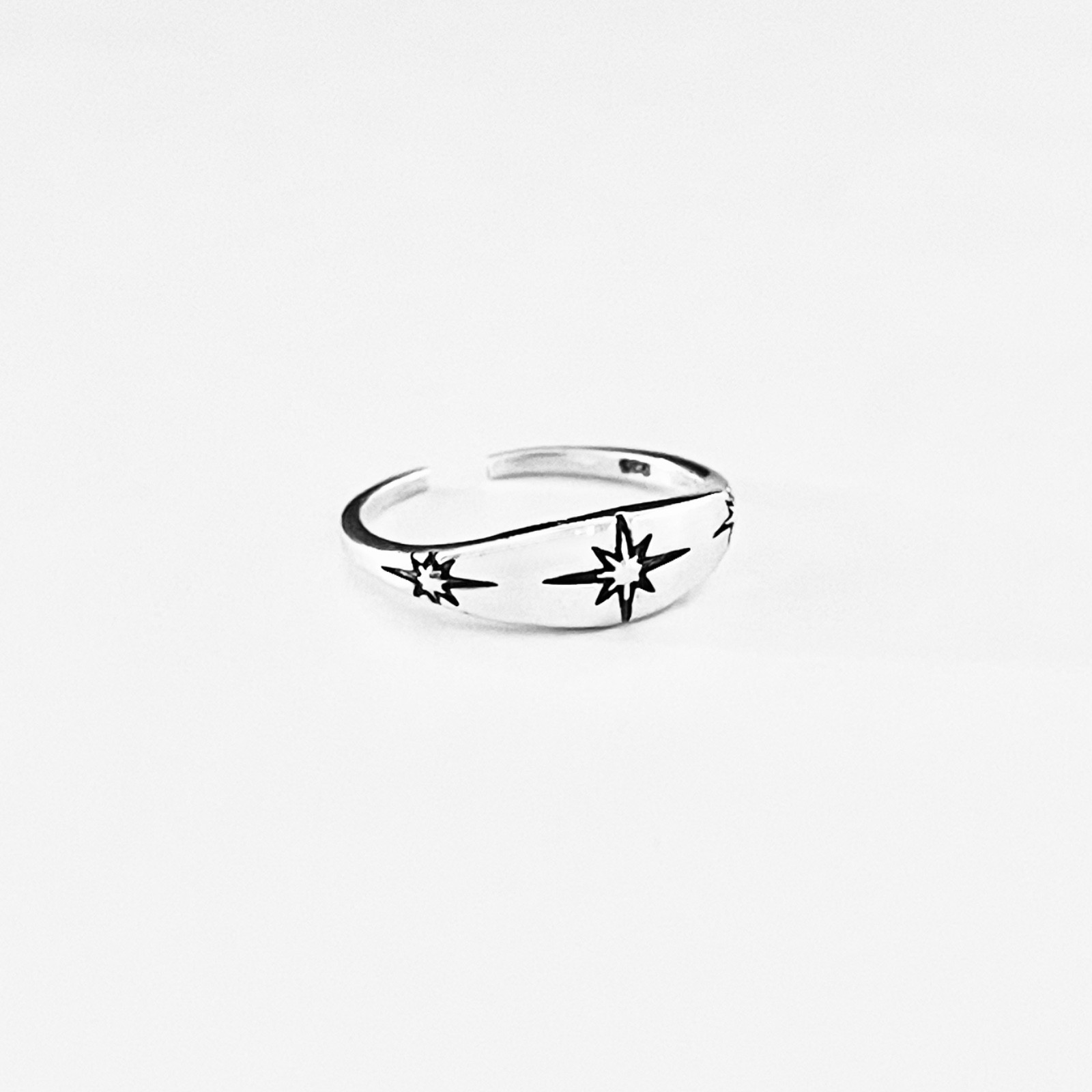 Sterling Silver Moon and Star Toe Ring, Celestial Silver Rings