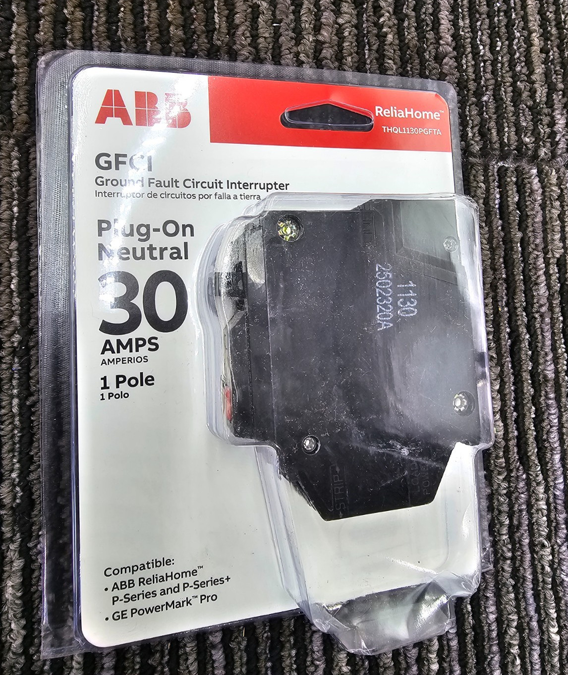 ABB THQ1130PGFTA 30 Amp 1-Pole Ground Fault Plug-On Circuit Breaker Self-Test