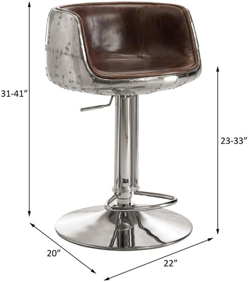 Brancaster Vintage Brown Leather Adjustable Swivel Stool