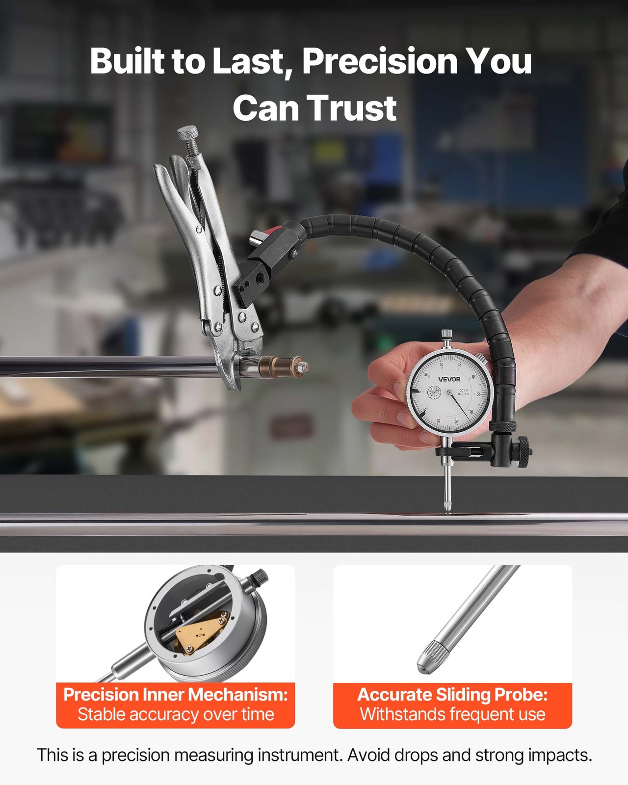 VEVOR Dial Test Indicator Flexible Arm Locking Pliers 0.001in Accuracy 0-1 Range