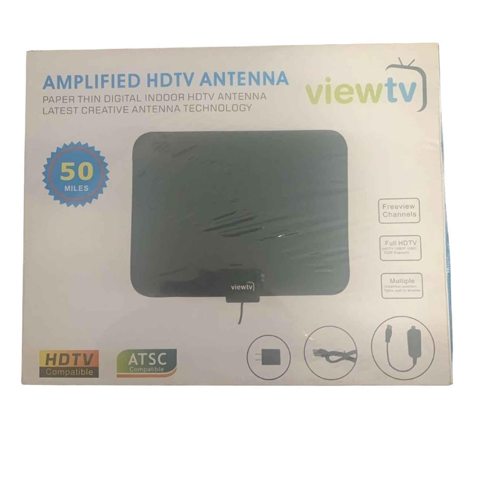 NEW IN SEALED BOX VIEWTV AMPLIFIED HDTV ANTENNA 50 MILE RANGE