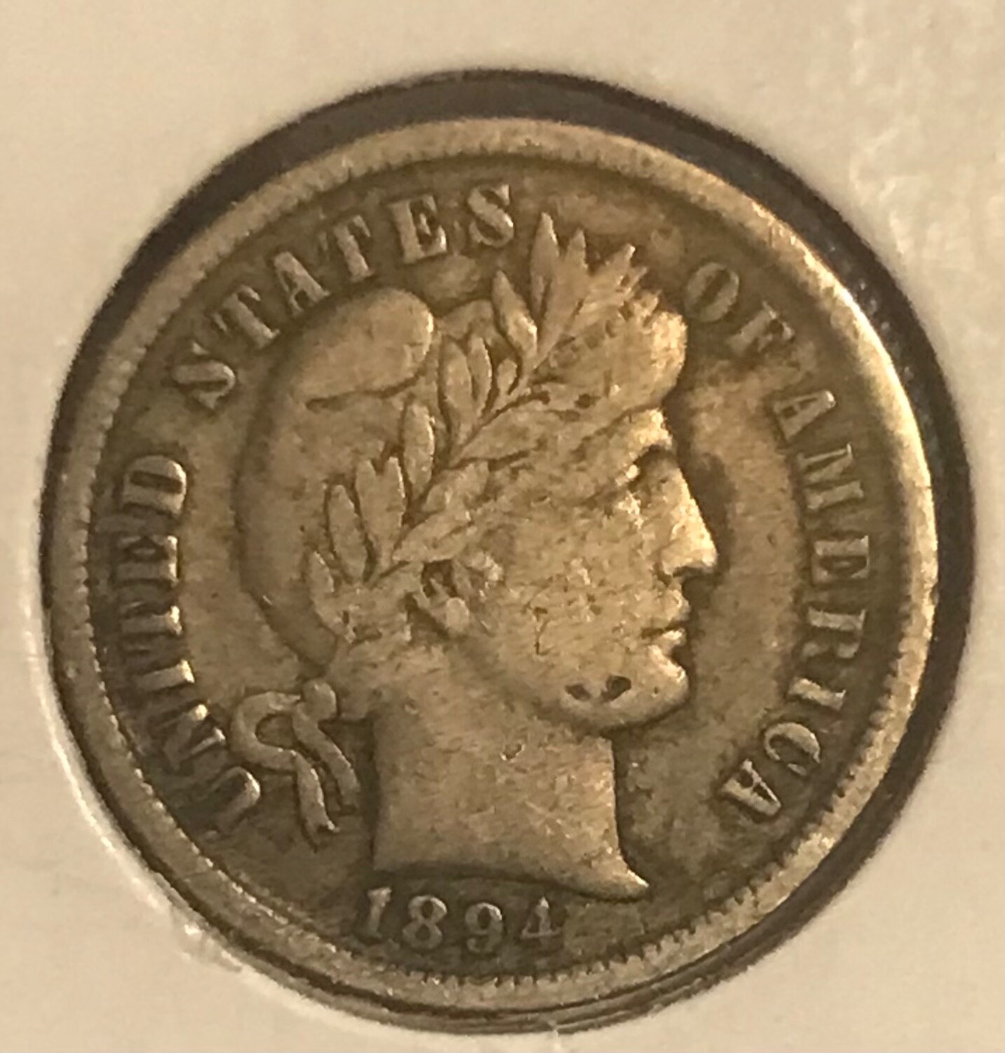 1894 barber dime, VF