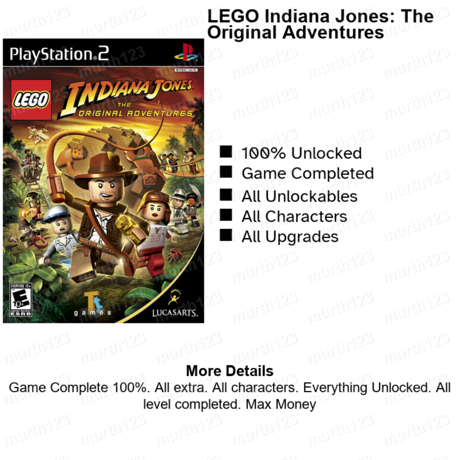 LEGO Star Wars Batman Indiana Jones Racers PS2 Memory Card 100% Beaten Unlocked