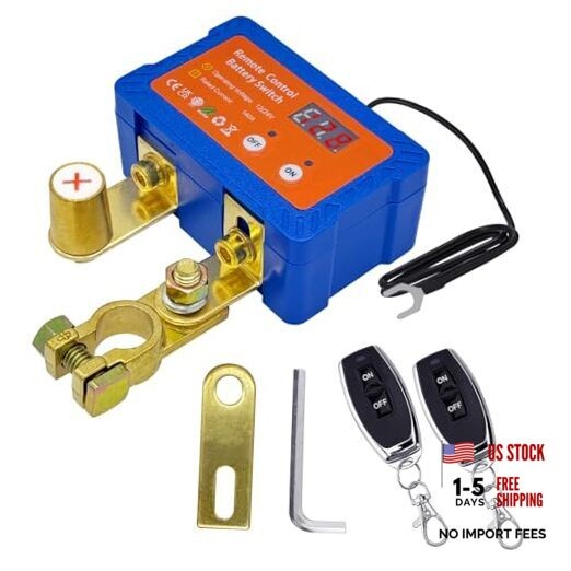 Remote Battery Disconnect Switch 12V W/Voltmeter,  140A 140A Top Post Pos