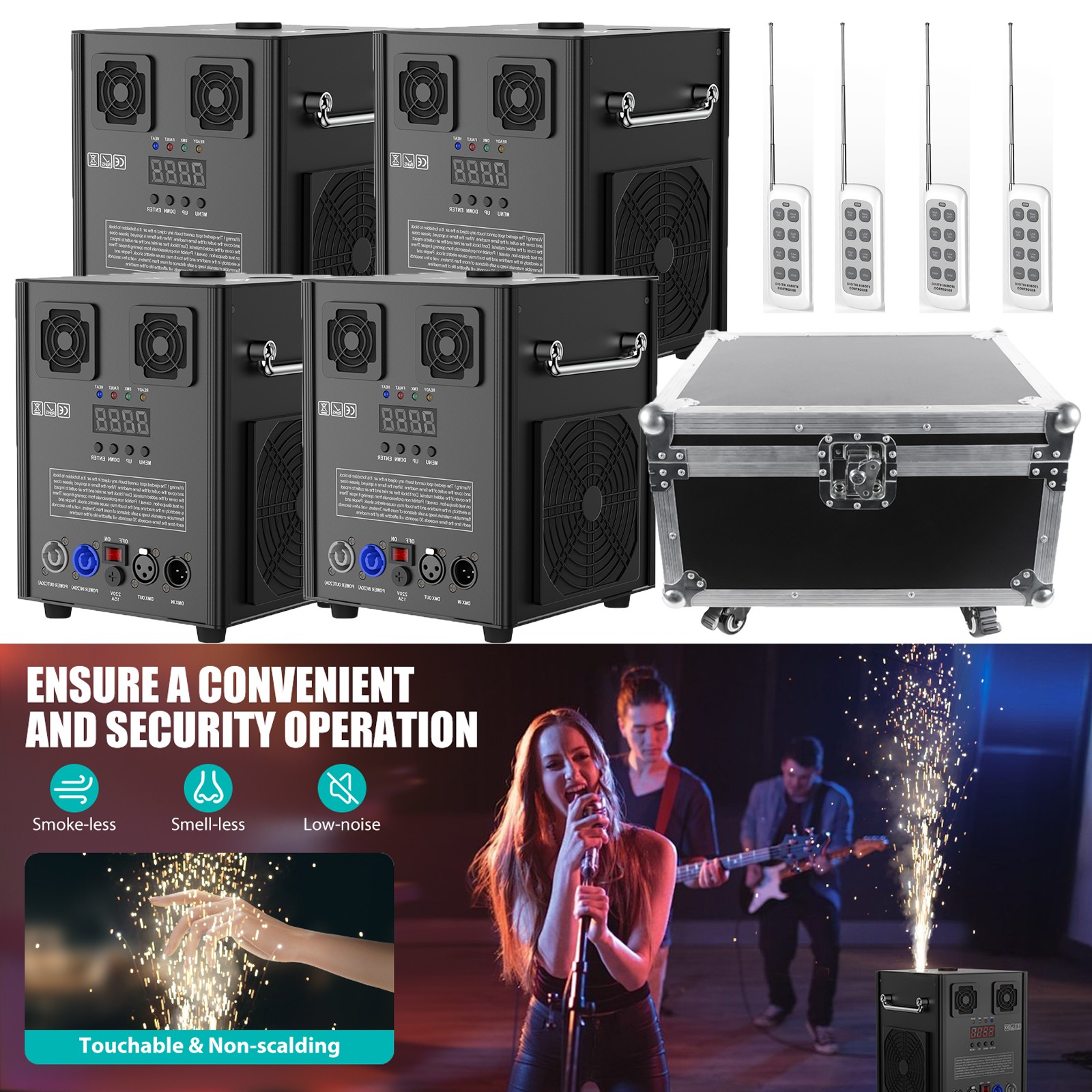 700W Cold Spark Machine Stage Effect Sparklers With Remote Flight Case Wedding