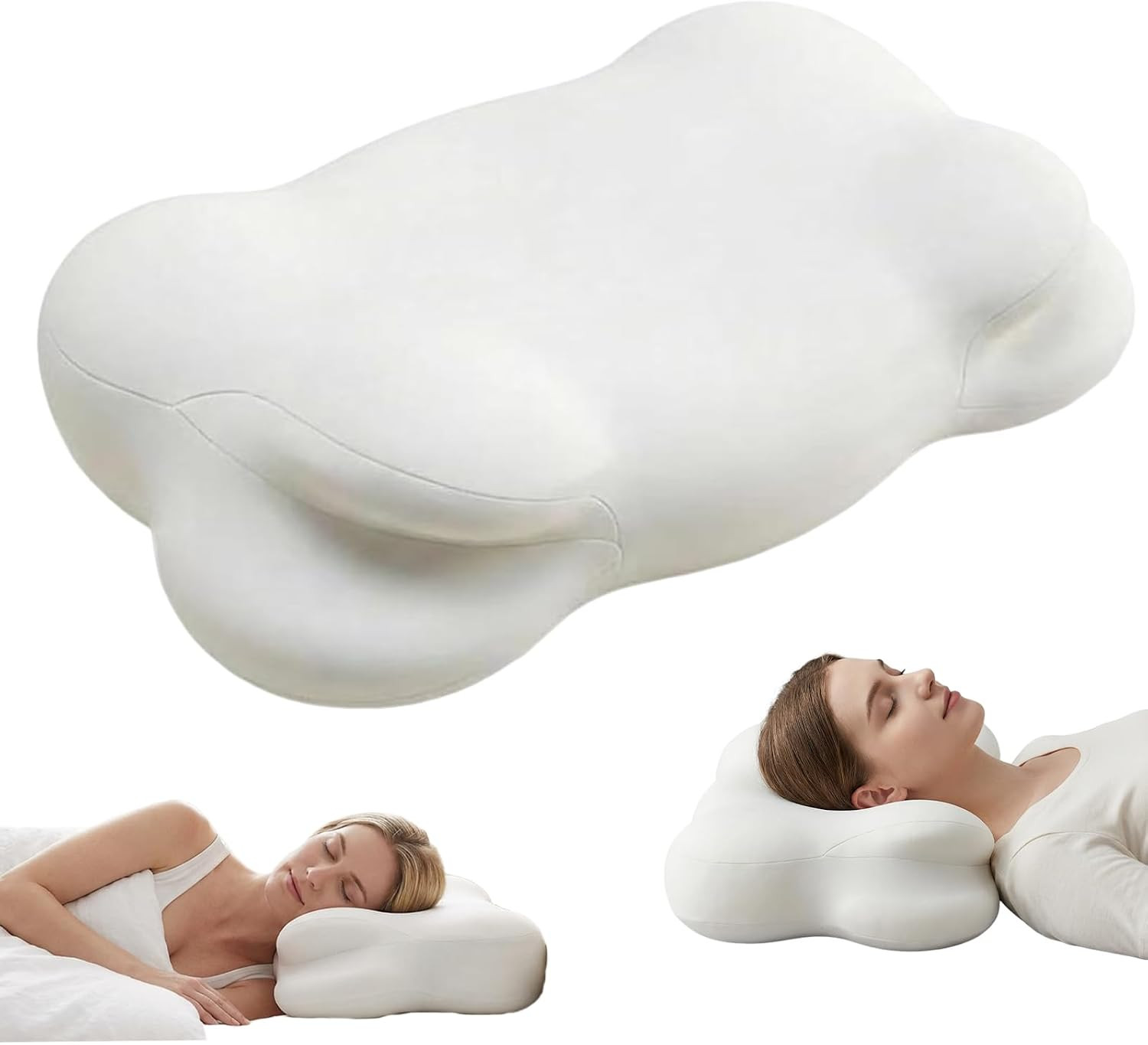 Cloud Pillow, Ergonomic Memory Foam Cervical Neck Support Pillow with Breathable