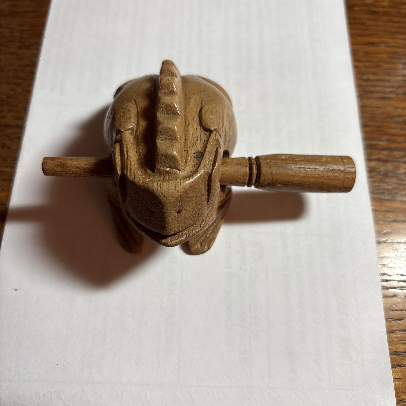 NATURAL HAND-CARVED WOODEN PERCUSSION CHILEAN FROG MUSICAL INSTRUMENT