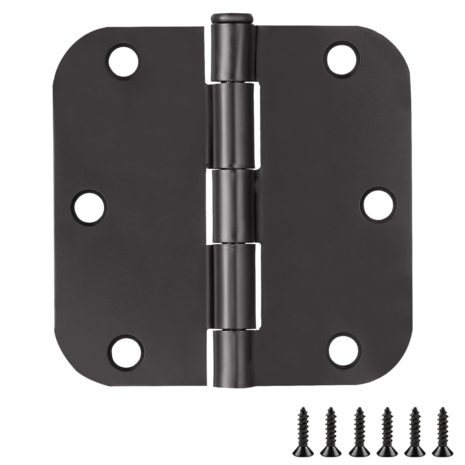 6-Pack 3.5-Inch x 3.5-Inch Interior Door Hinges with 5/8-Inch Radius, Matte B...
