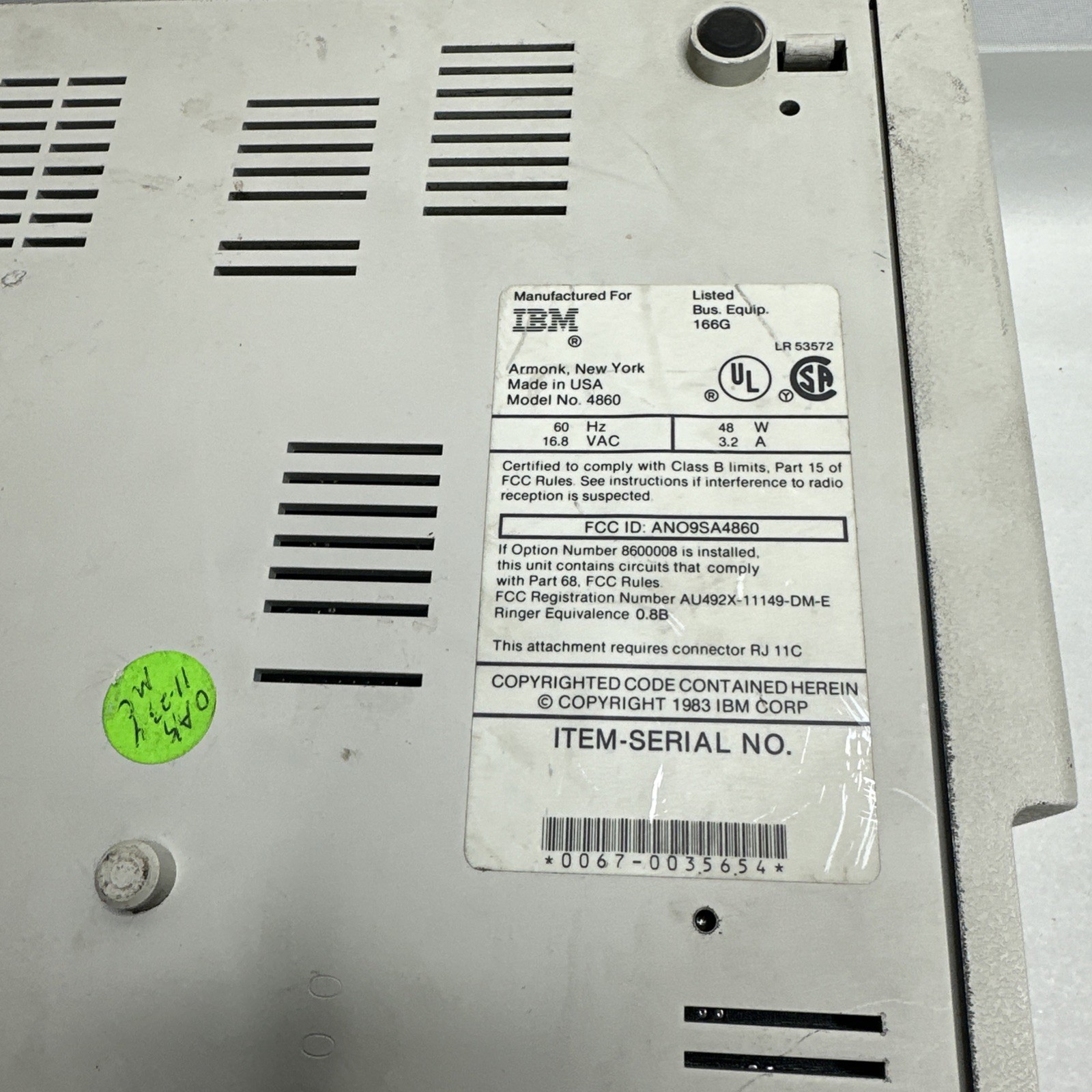Vintage IBM PCjr Model 4860 Computer 1983 Untested As-Is