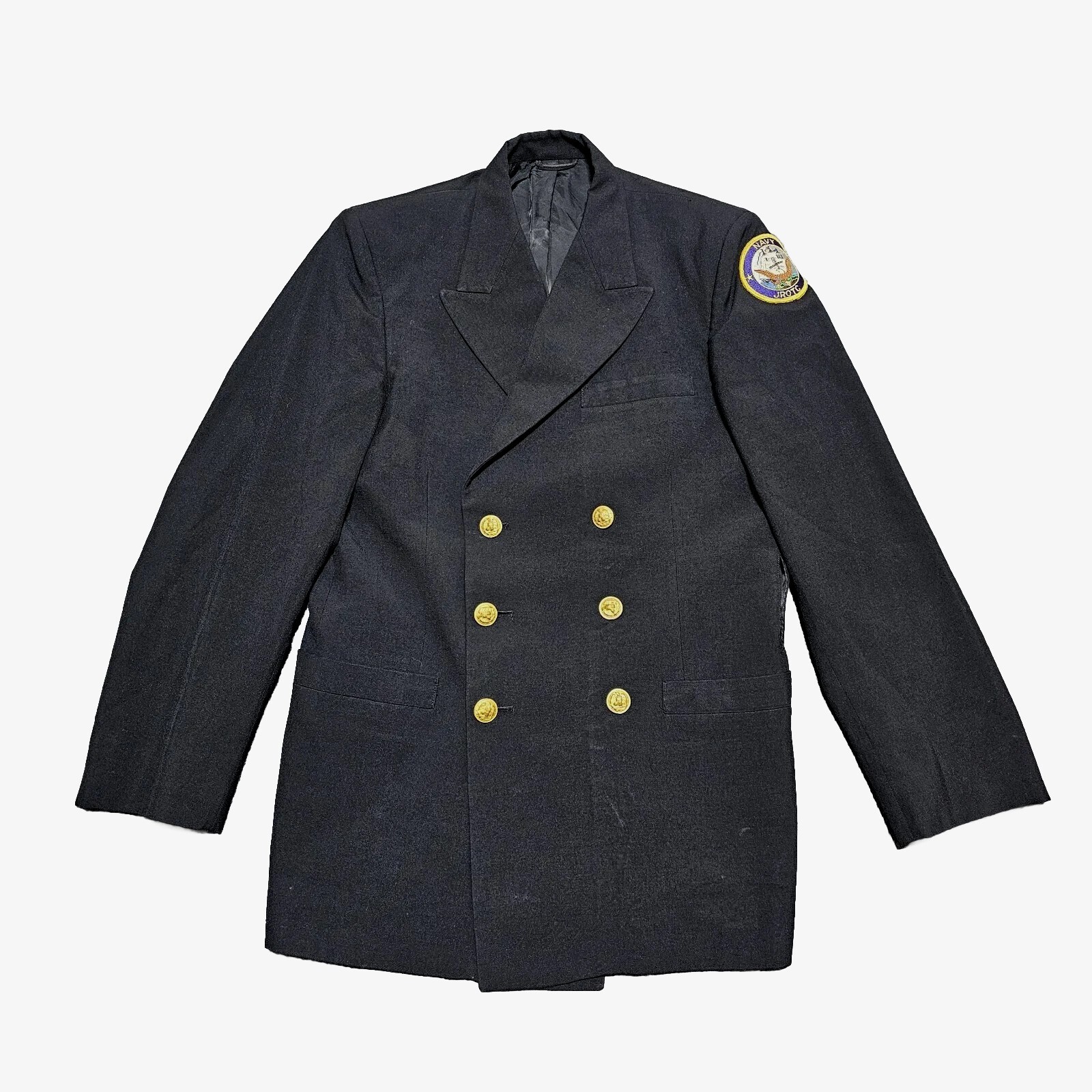 Vtg USN US Navy JROTC Jacket Mens 37R Cadet Uniform Gold Buttons Double Breasted