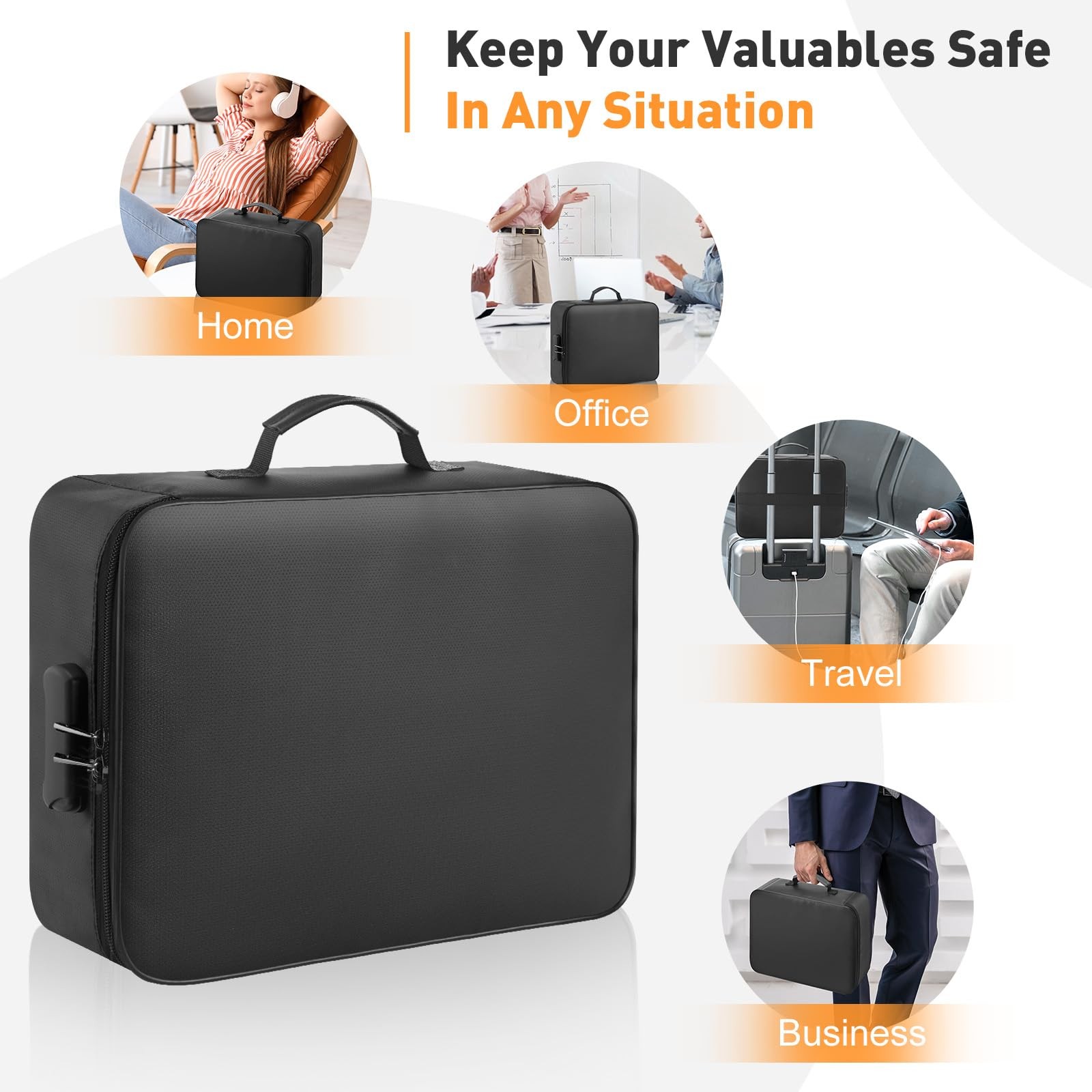 Fireproof Document Box with Lock - 8-Layer Structure, Waterproof - Secure