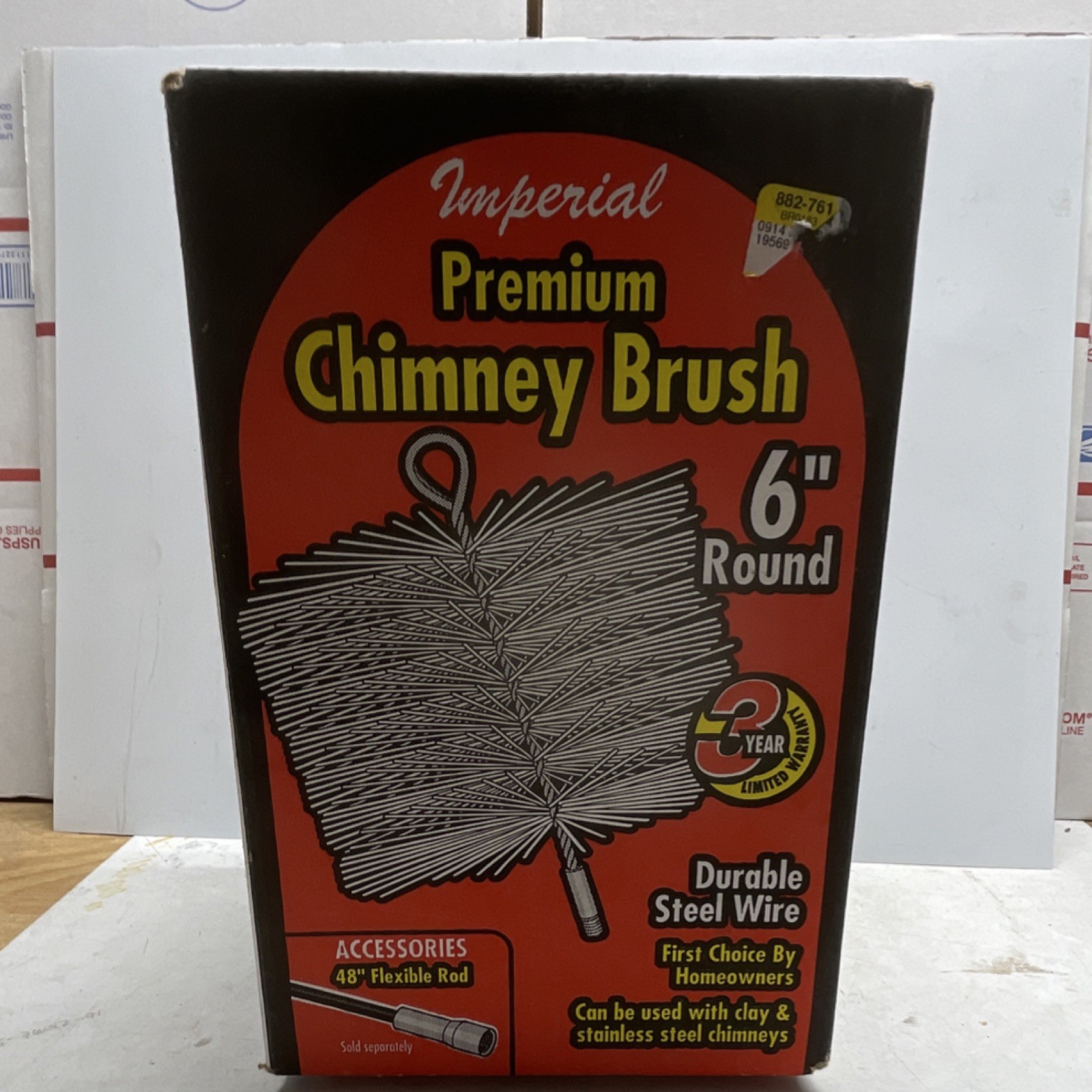 Imperial Premium Chimney Brush 6" Round Steel Wire Silver for Chimney