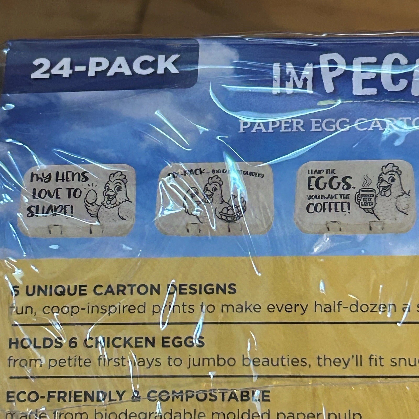 48 Half Dozen Printed Egg Cartons Empty Paper Pulp Eco Friendly (24 Per Pack)