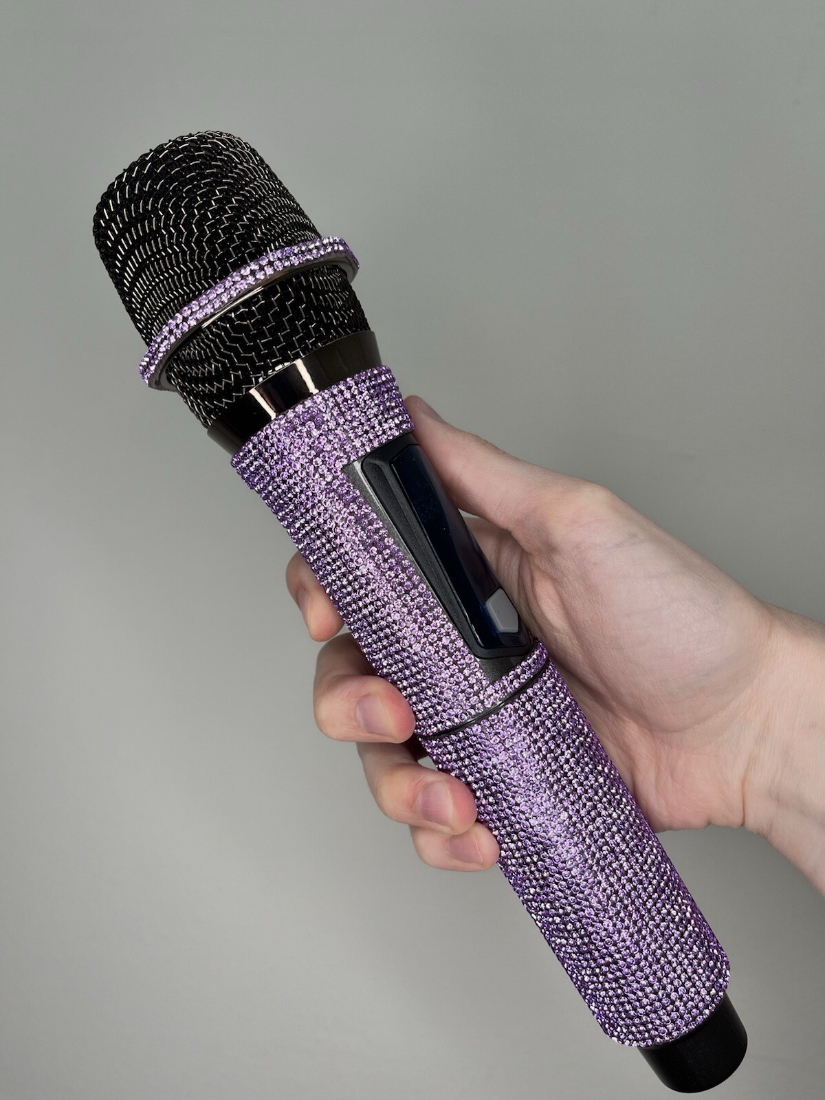 Lavender Rhinestone Wireless Karaoke Microphone + Receiver System - Rechargeable