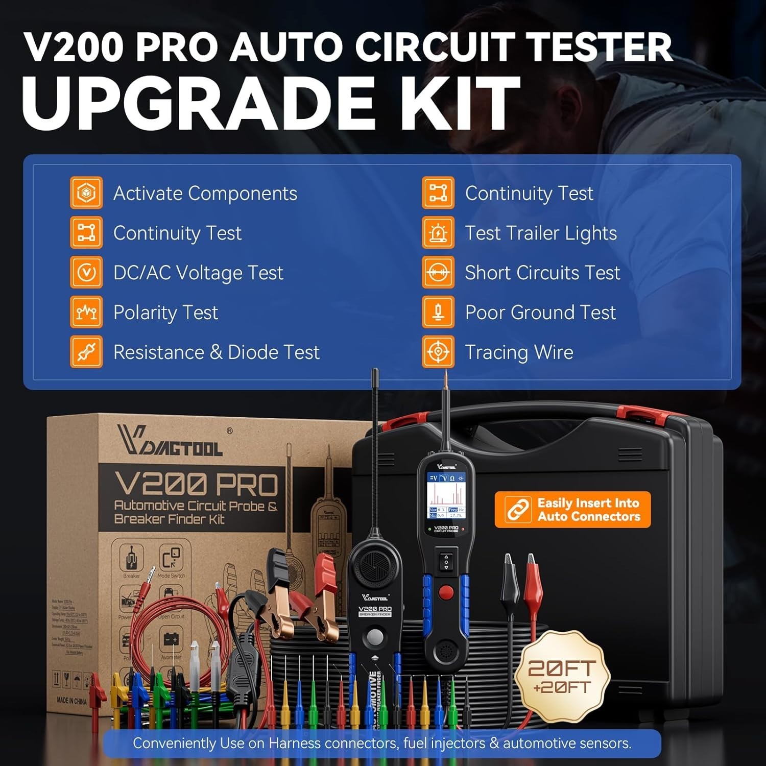 Multi-Function Electrical Tester for Auto Repairs with Probing Accessories
