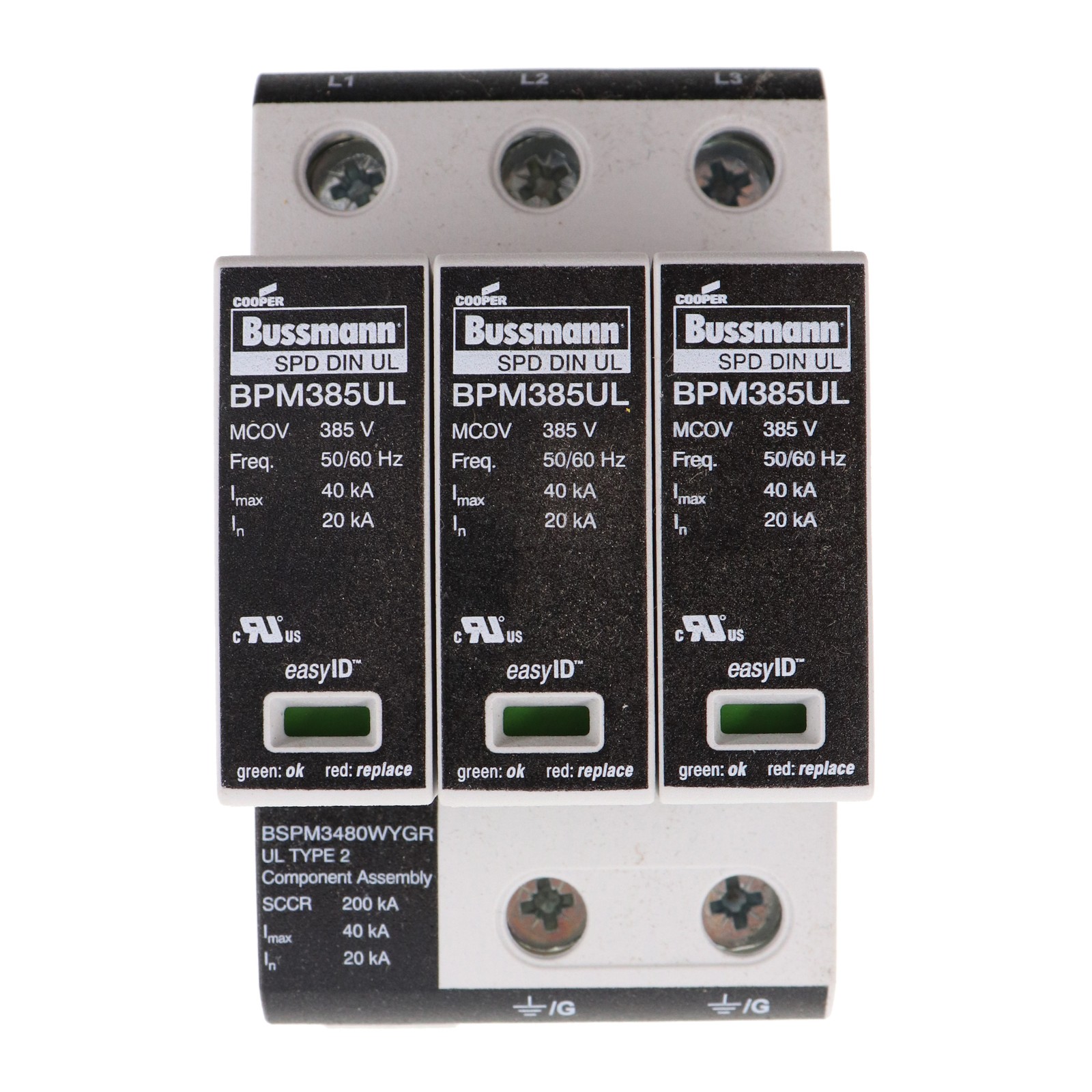 COOPER BUSSMANN BSPM3480WYGR SPD SURGE SUPPRESSOR MODULE, 3P, 200KA, 385V-MCOV