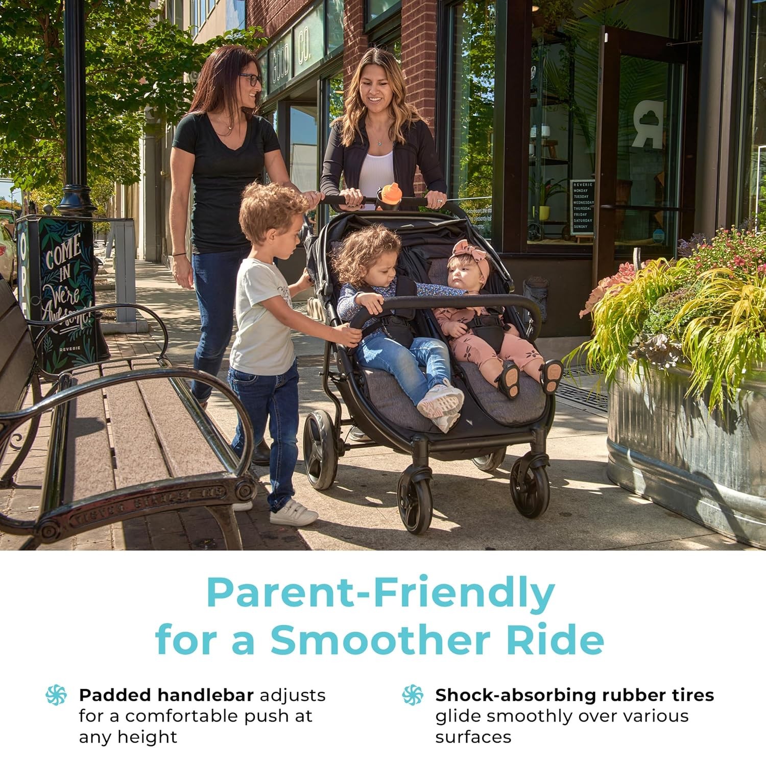 by Foundations Roadster Duo Side by Side Double Stroller Durable Double Stroller