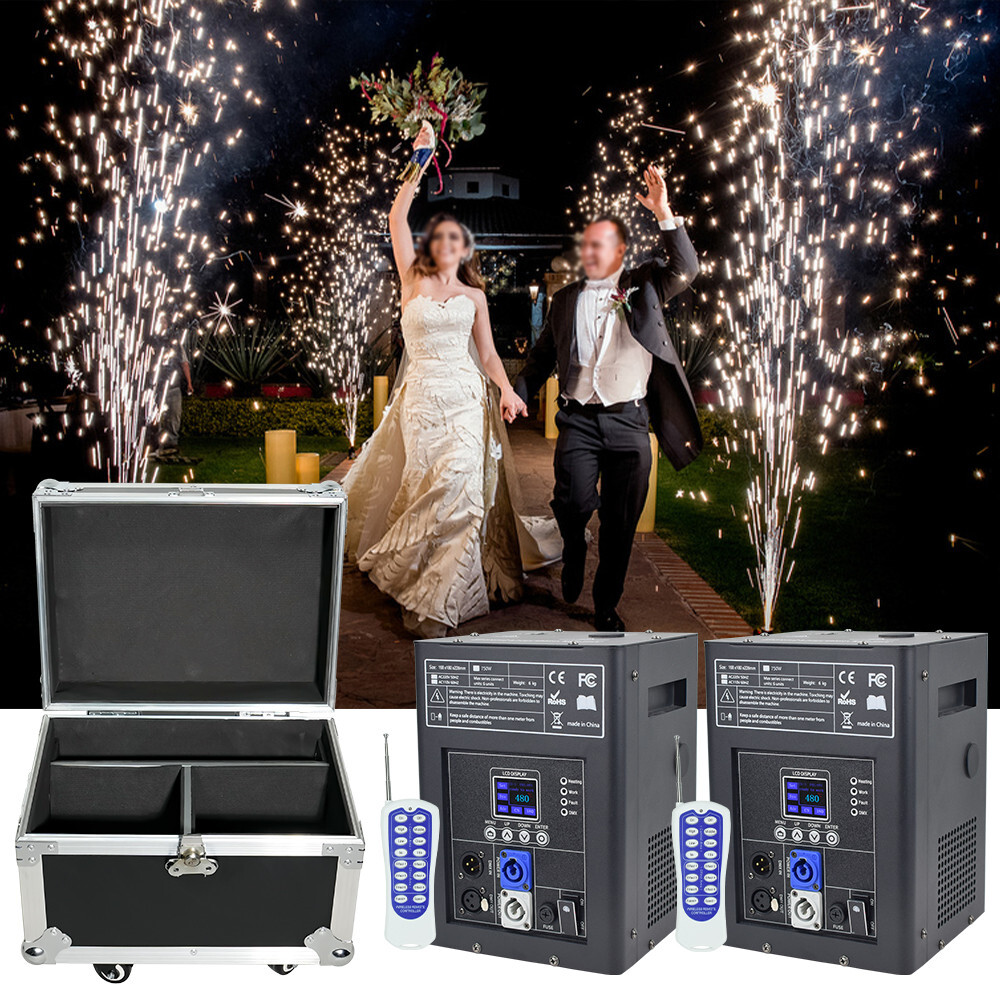 2X 700W Cold Spark Machine Firework Stage Effect Wedding DJ Event Party DMX Case