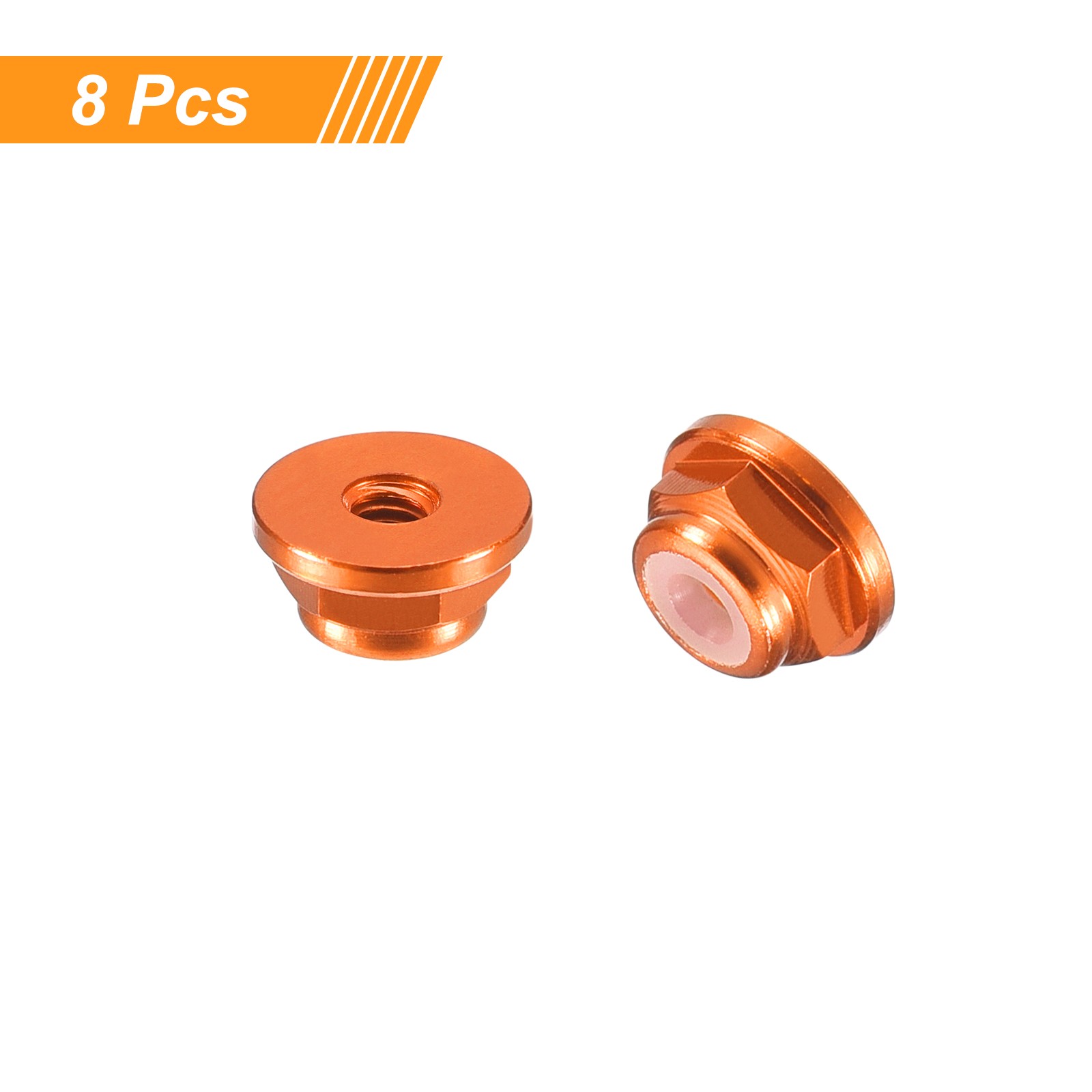 Nylon Insert Hex Lock Nuts, 8pcs - M2x0.4mm Self-Locking Nut(Orange)