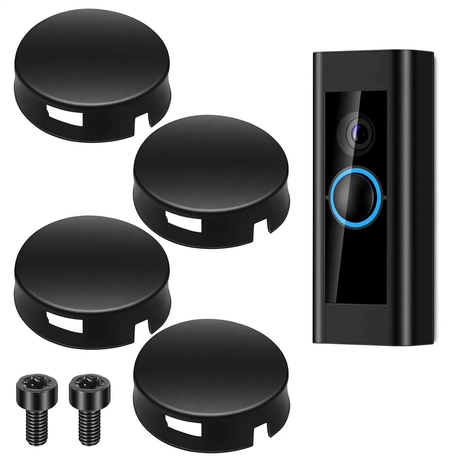 4 Pcs Doorbell Button Replacement Black Wired Door Bell Button with Screws Co...
