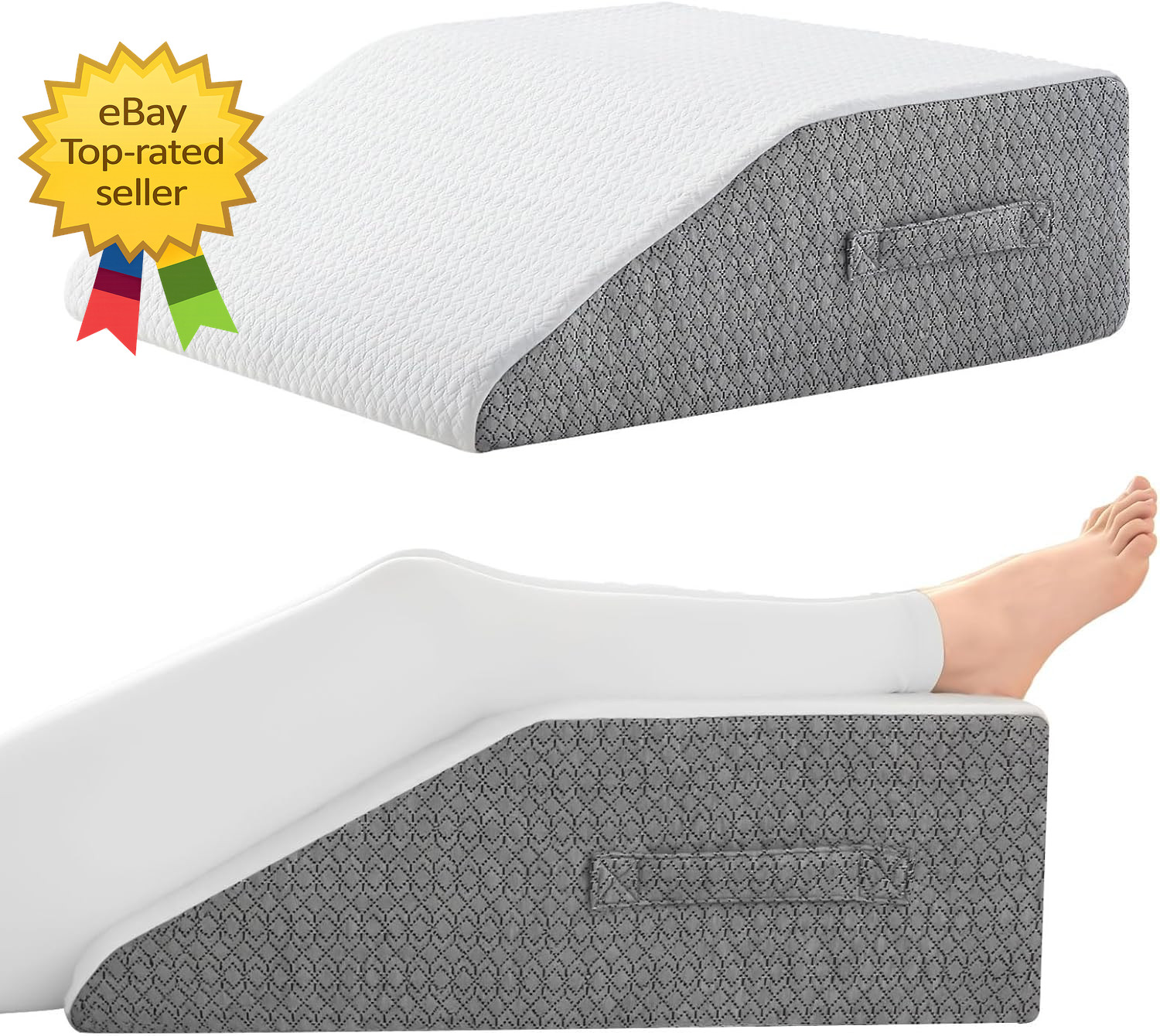 Leg Pillow for Elevation & Support, 24"X22"X8" Memory Foam Cushion