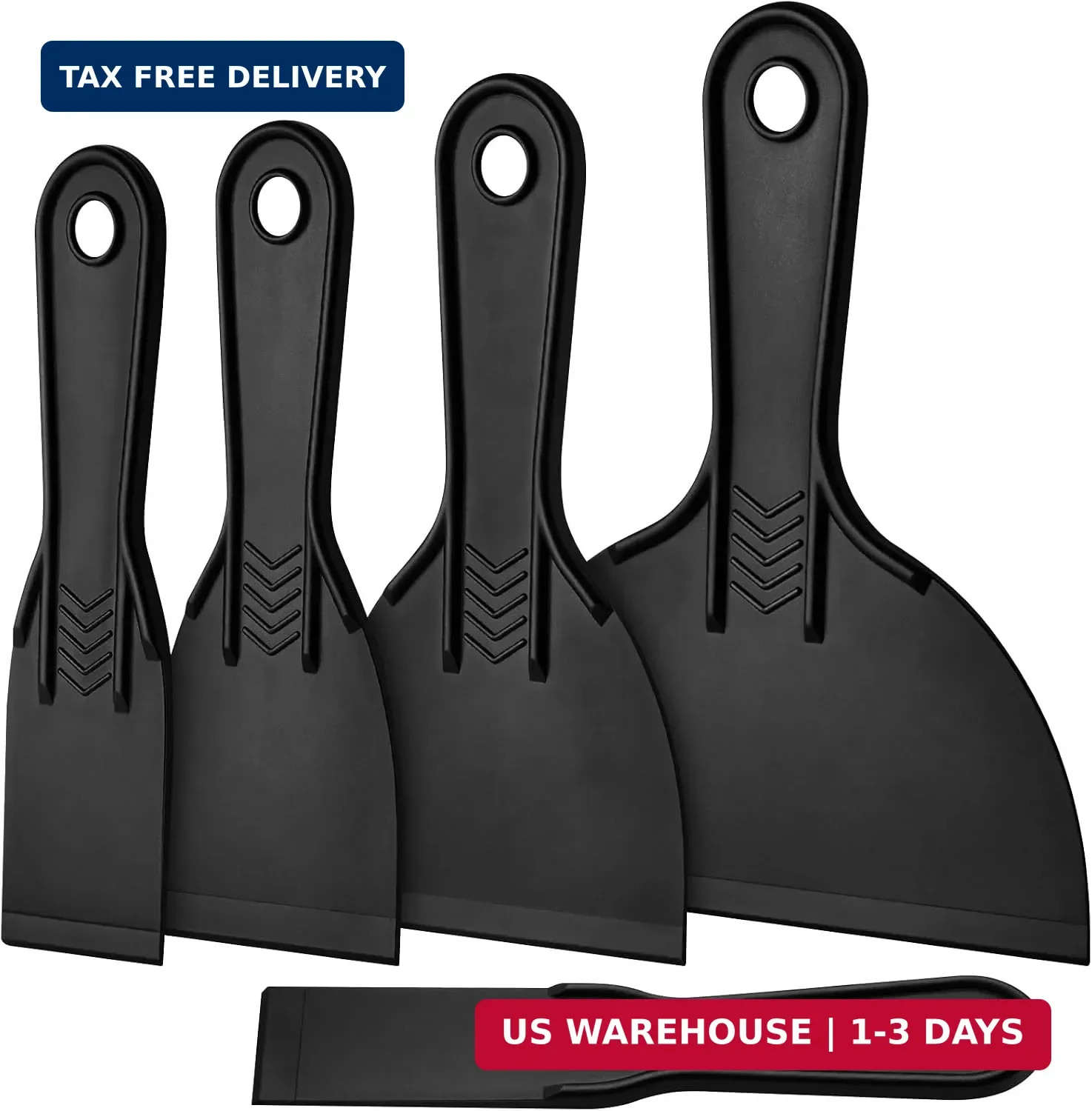 Plastic Putty Knife, Flexible Plastic Scraper Tool for Spackling, Multi-Size Pai