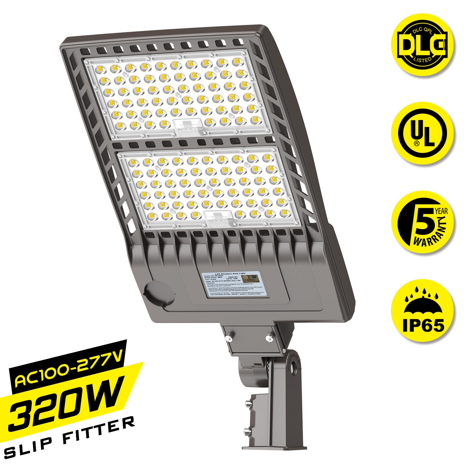 320W LED Street Area Light Shoebox Outdoor Parking Lot Pole Light 44,800LM DLC