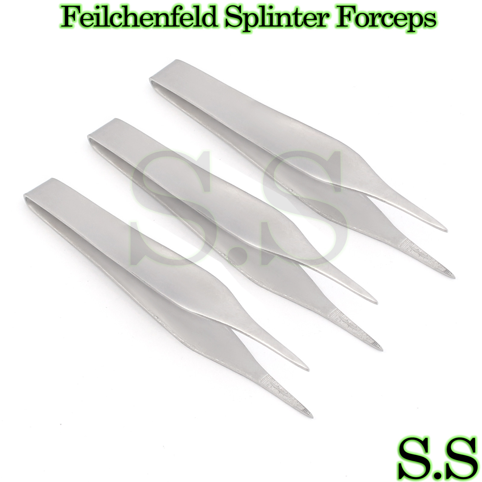 3 Pcs Stainless Steel Feilchenfeld Splinter Forceps 3" Surgical Instrument