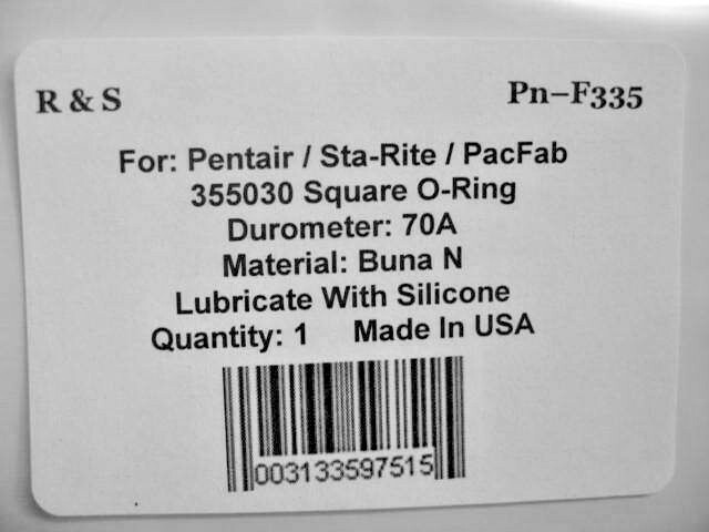 Pentair / Sta-Rite / PacFab 355030 Diffuser Square O-Ring / O-395 / R&S F335