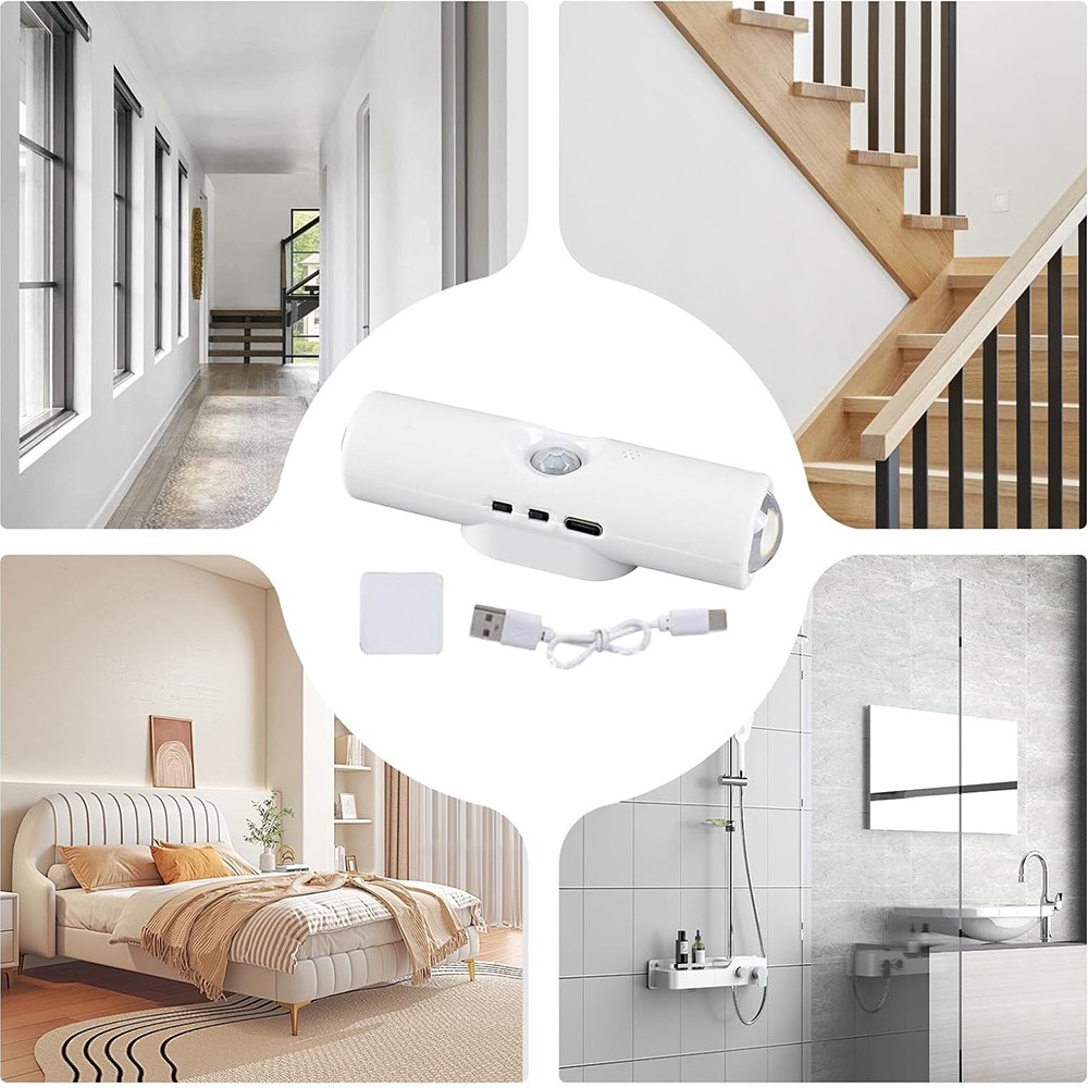 4-Pack Motion Sensor LED Night Light, Rechargeable Magnetic Wall Lamp, 7 Colors