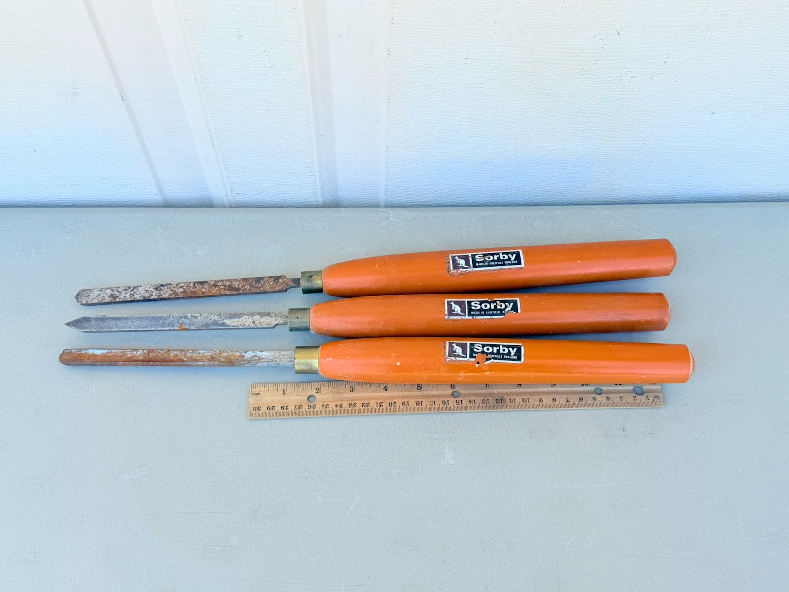 Lot Of 3 Vintage Robert Sorby Kangaroo Wood Turning Lathe Chisels Lot #1