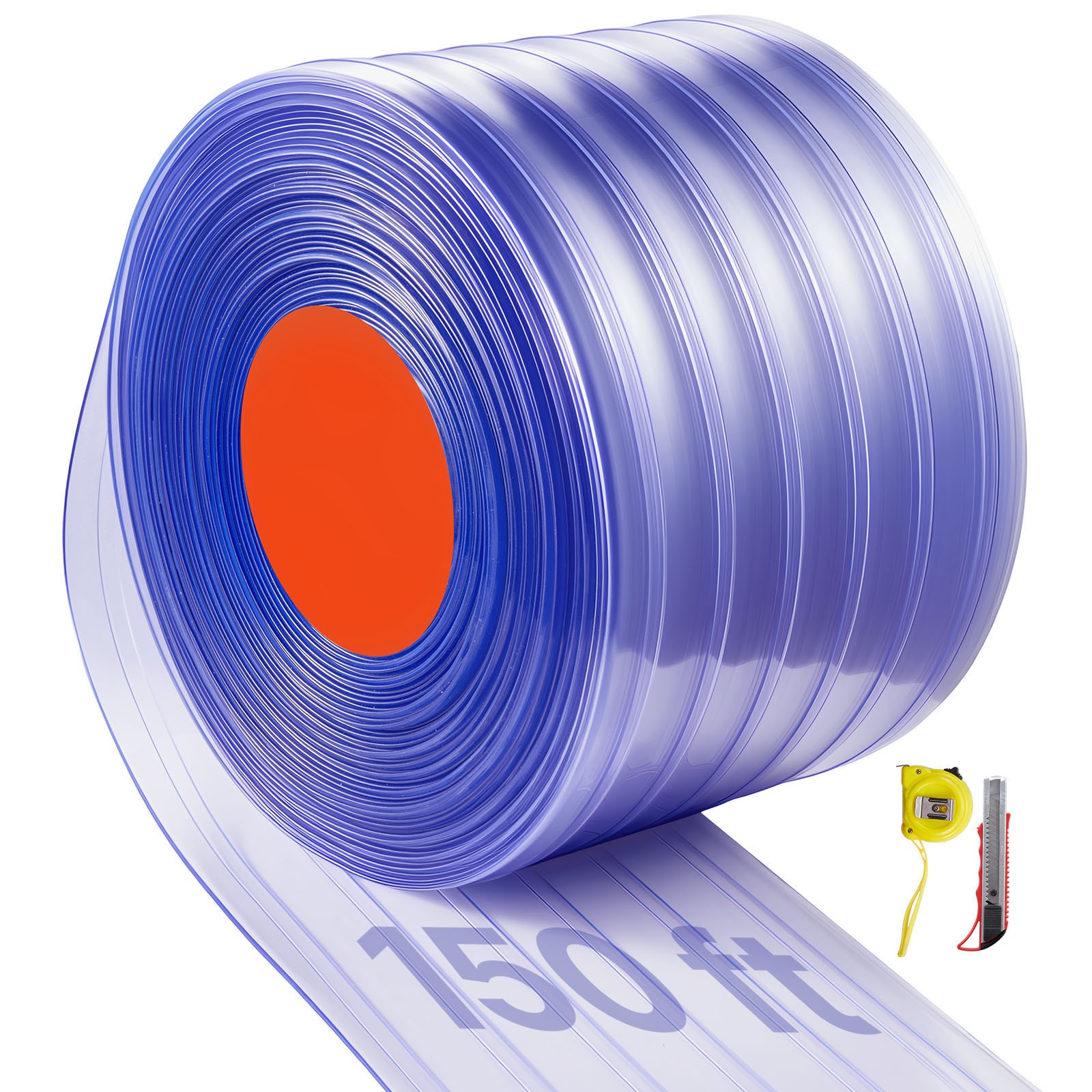 Uimoso PVC Strip Curtain Roll 150 ft x 12 in Ribbed Plastic Door Strips