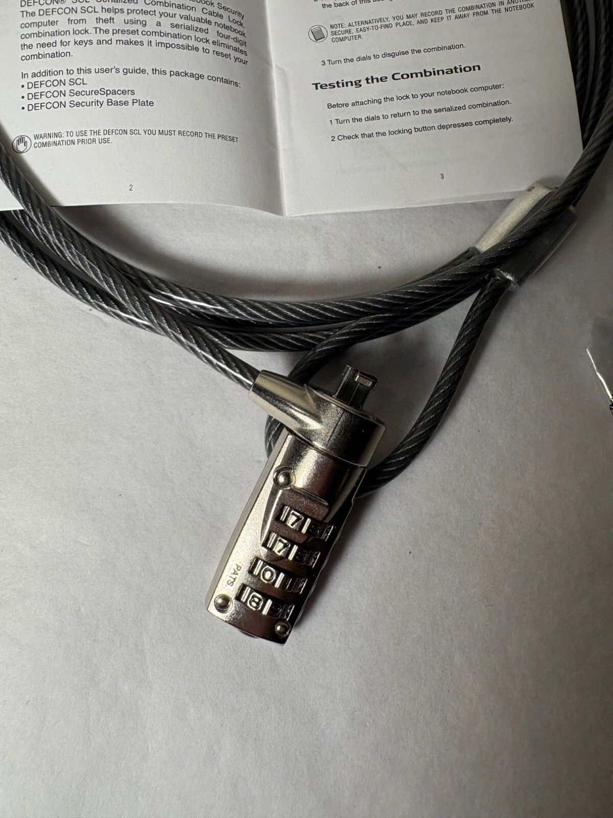 Targus Notebook Security Serialized Combination Cable Lock W/ User Guide & Hardw