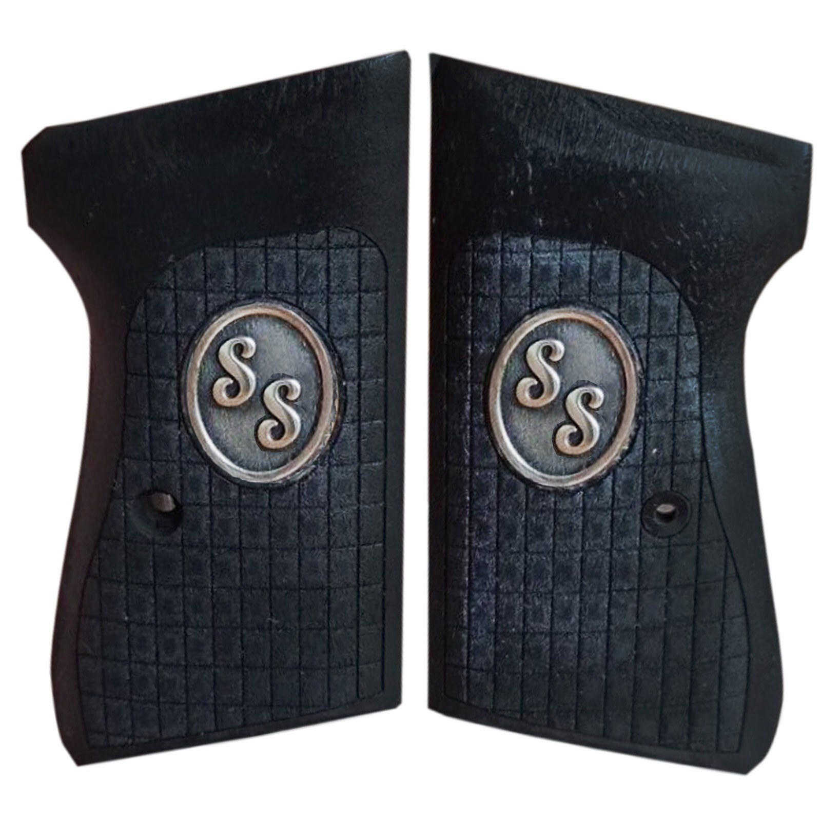 Walther PPK Turkish Walnut Wood Grips Set Diamond Checkered Black ss Custom logo