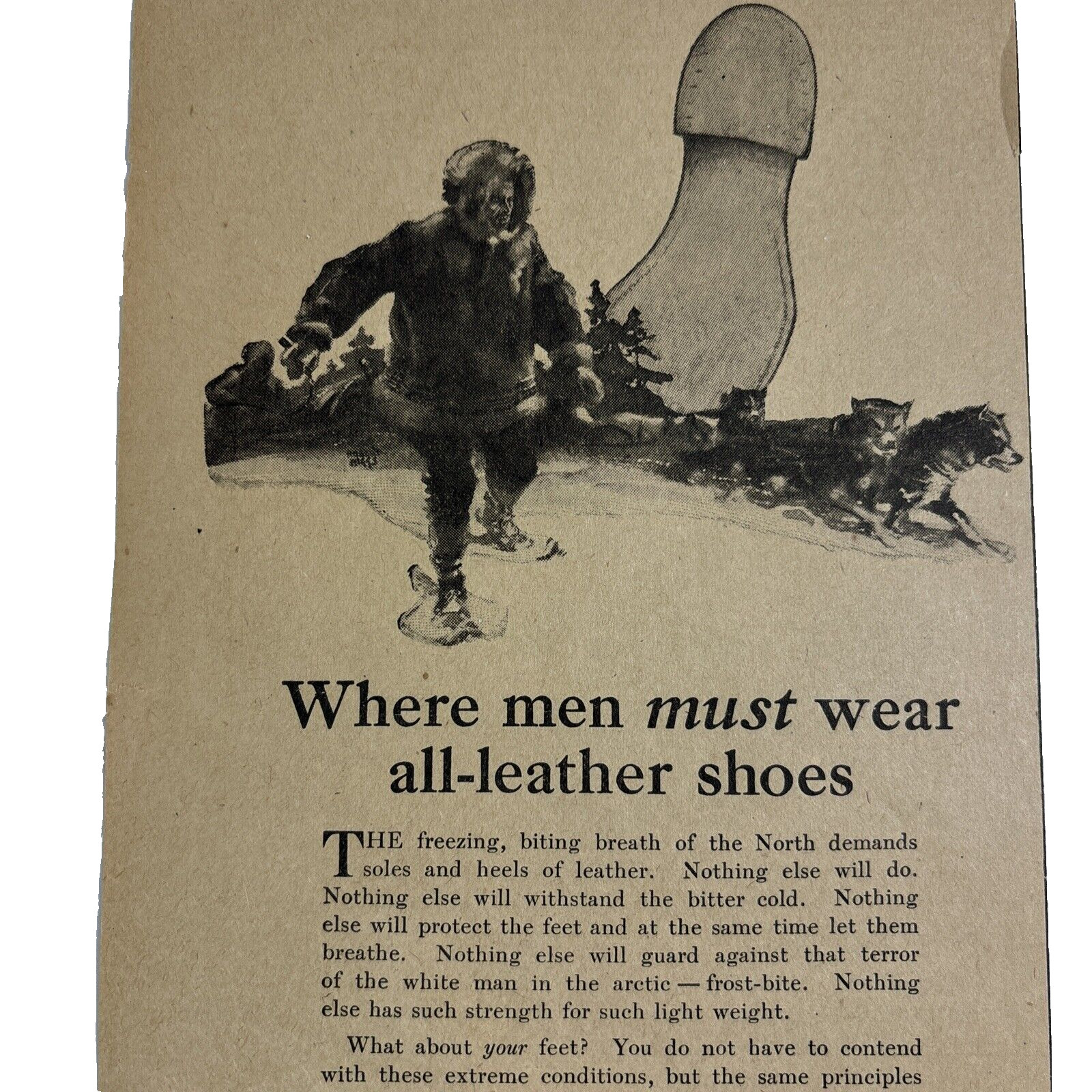 1924 Leather Tanners Dog Sledding Shoes and Sun-Maid Raisins Growers Fresno Ad
