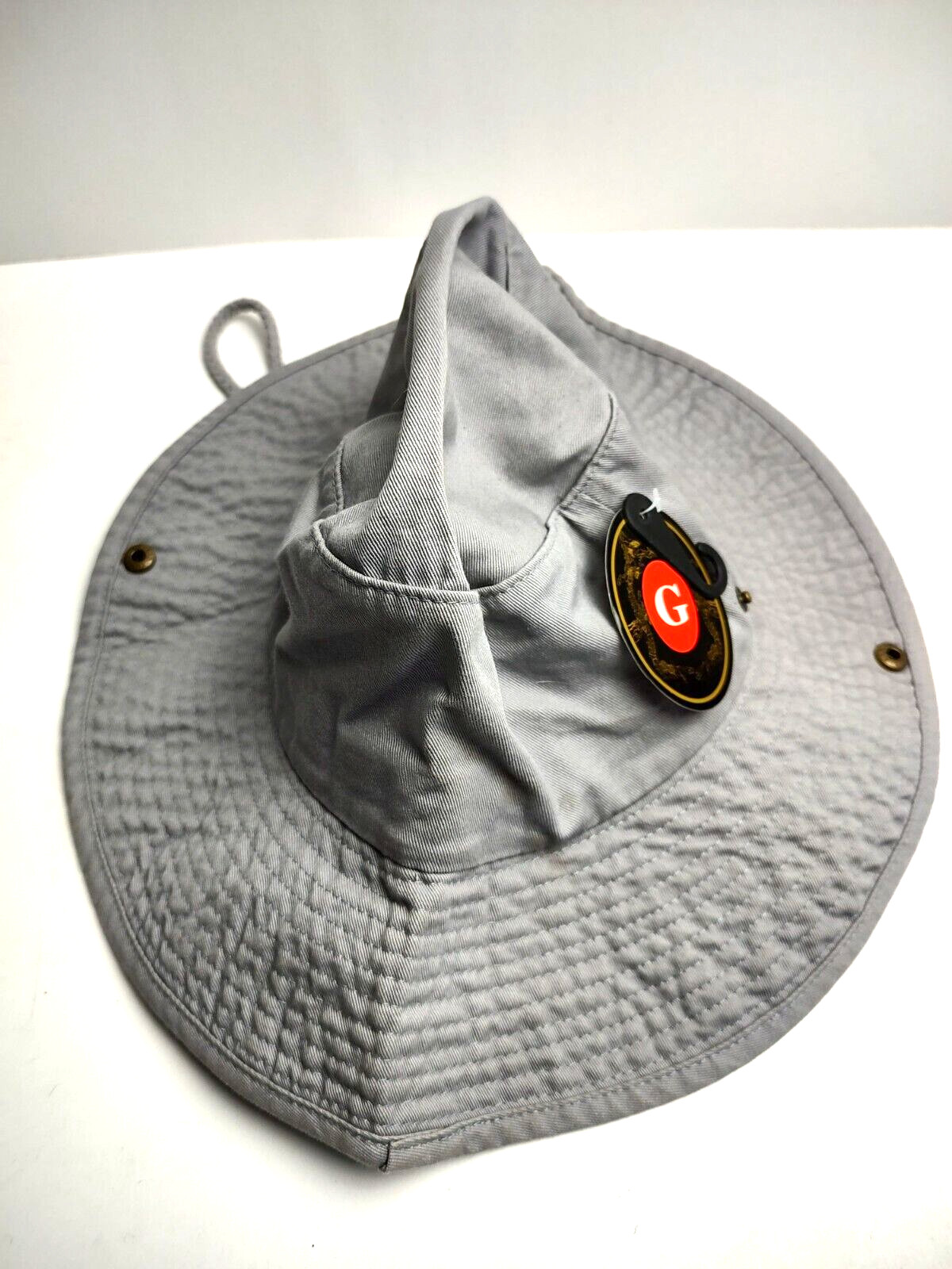 Gelante Bucket Hat S/M  Grey Hat with Chin Cord Snap Sides Cotton New
