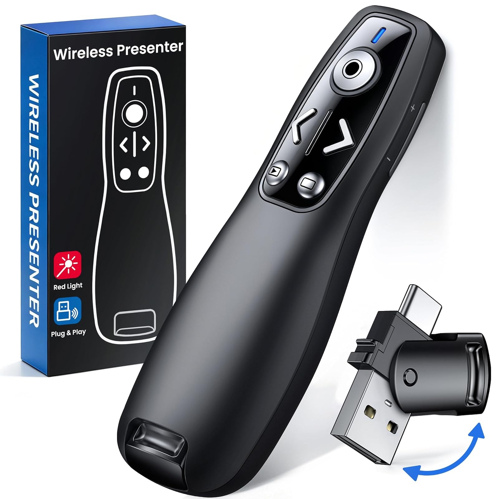 Wireless Presenter Remote Clicker with Volume Control for PowerPoint