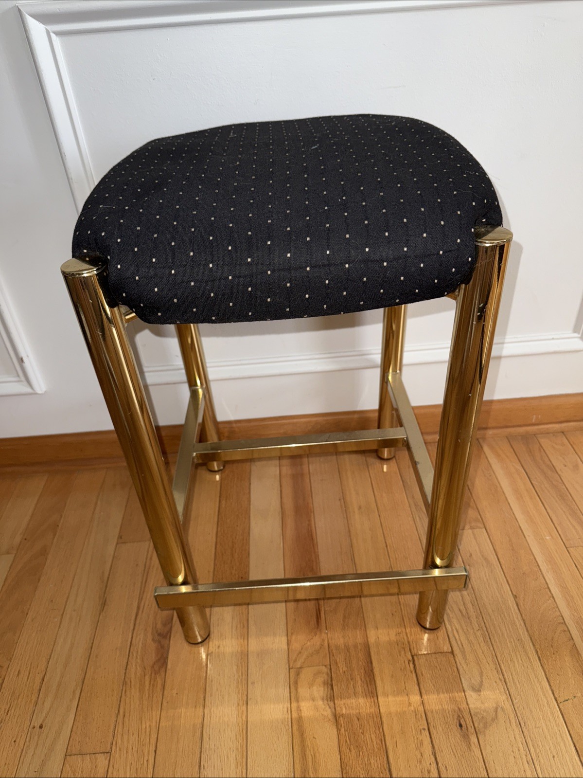 Mid-Century Modern Flat Bar Gold Brass  Stool by Cal-Style Furniture 24x15x15"