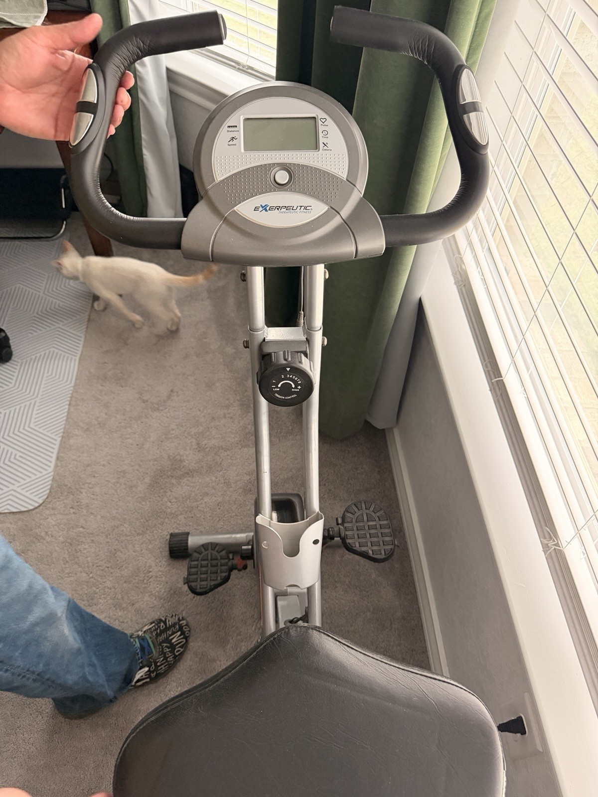 Exerpeutic Upright Exercise Bike LCD Display, Adjustable Seat, Gray/Black