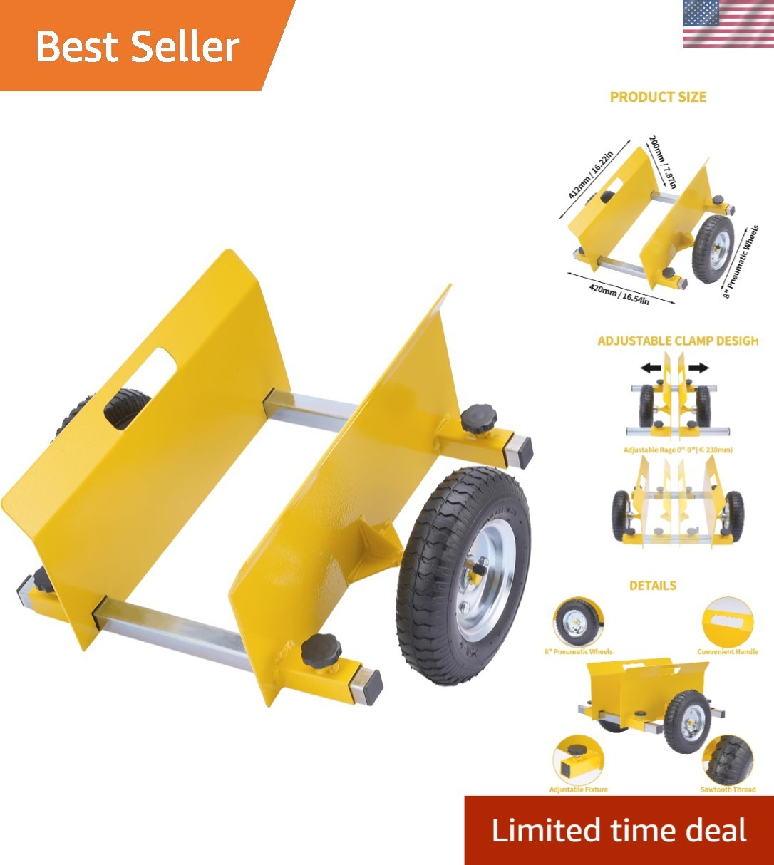 Effortless Drywall Mover Panel Dolly - 660LBS Load Capacity & Adjustable Panels