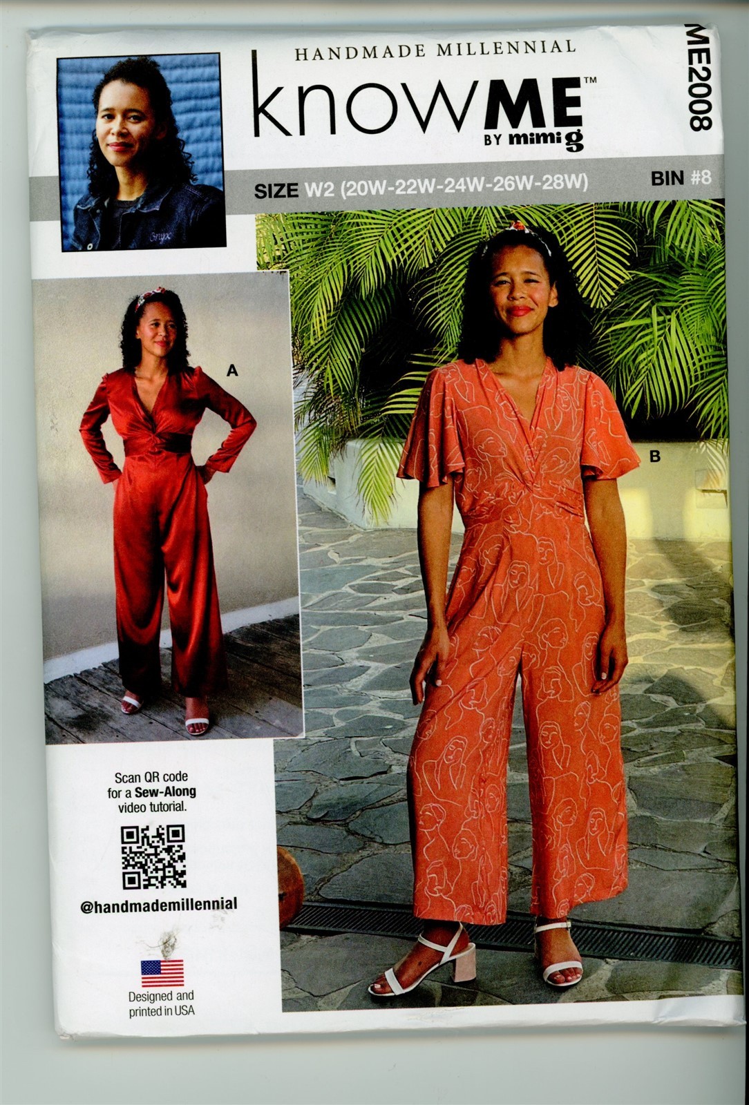 KNOW ME SEW PATTERN # ME2008 SIZE W2 (20W-28W) MISSES & WOMENS JUMPSUIT