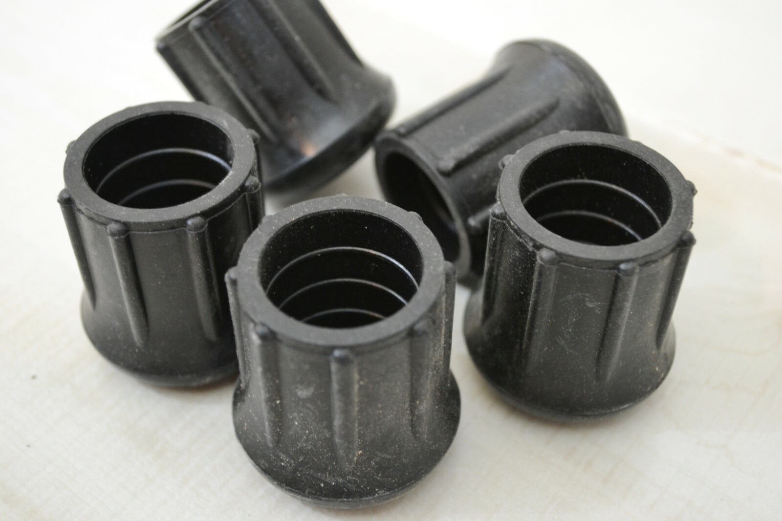 Rubber Tips for Canes and Sticks - Set of 5 - Replacement Tips - Black Stoppers
