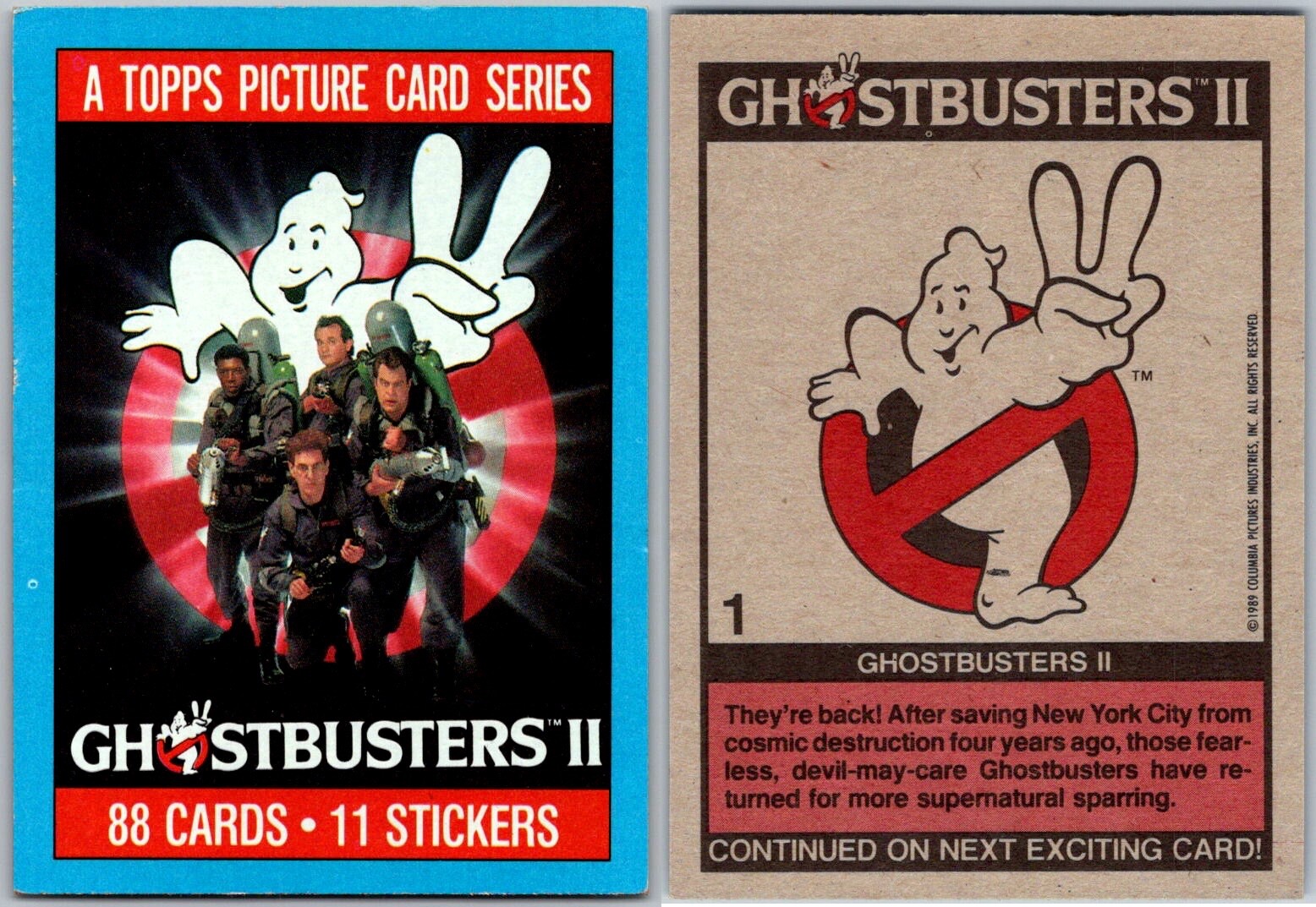 1989 Topps GHOSTBUSTERS II Trading Cards - Set Break - Pick Your Cards NM/MT