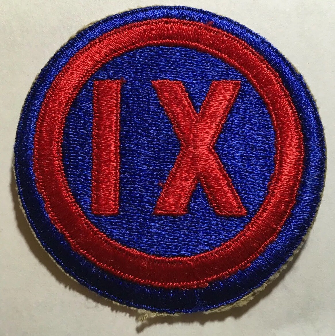 US ARMY WWII 9TH IX CORPS PATCH ORIGINAL VINTAGE ERA 1939-1945 CUT EDGE #1